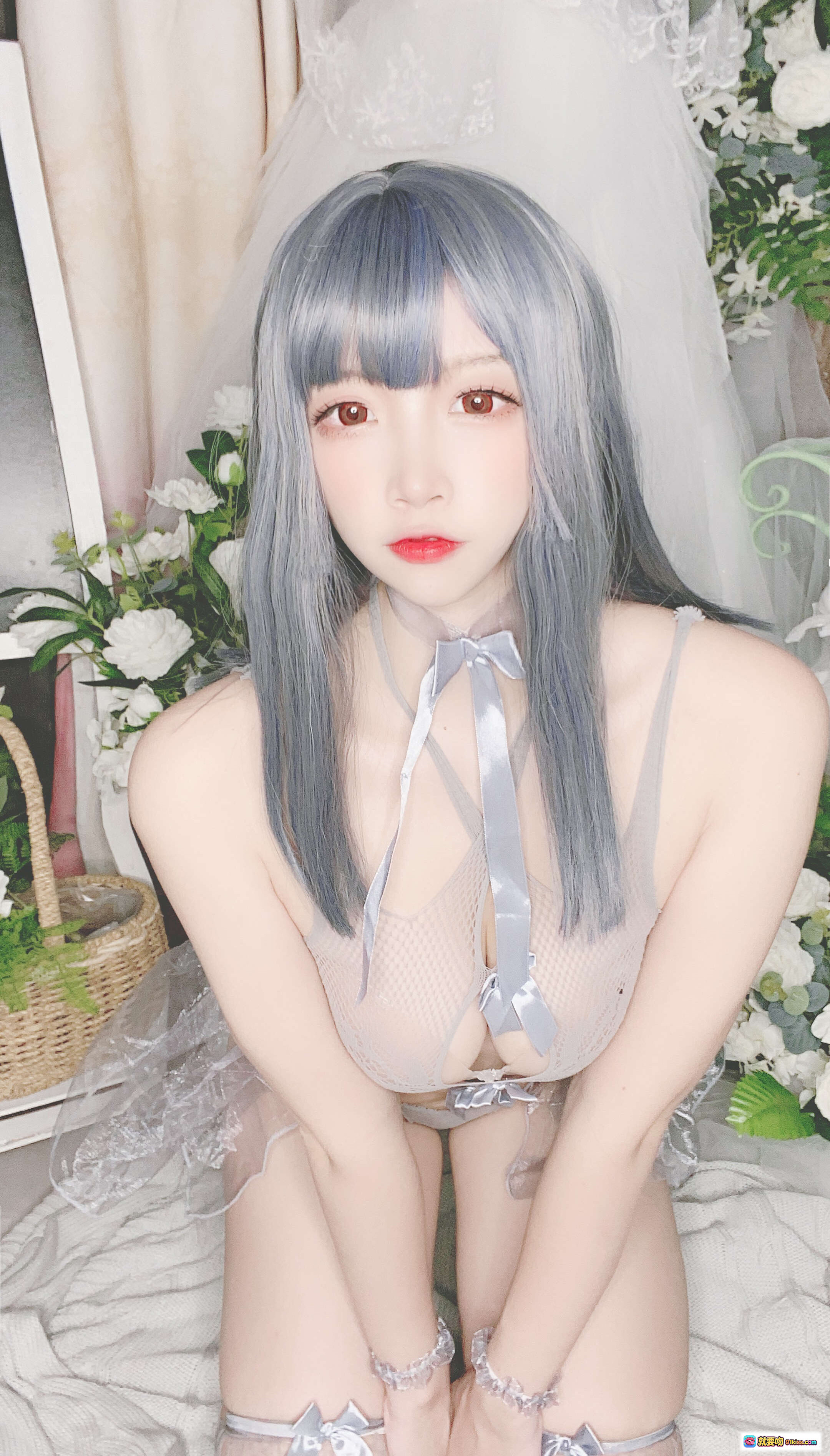 图片[3] - 二佐Nisa NO.082 私房自拍 蓝色网状比基尼 透明蕾丝蝴蝶结 美腿丝袜 甜美性感写真 38P高清图集 - 就要吻