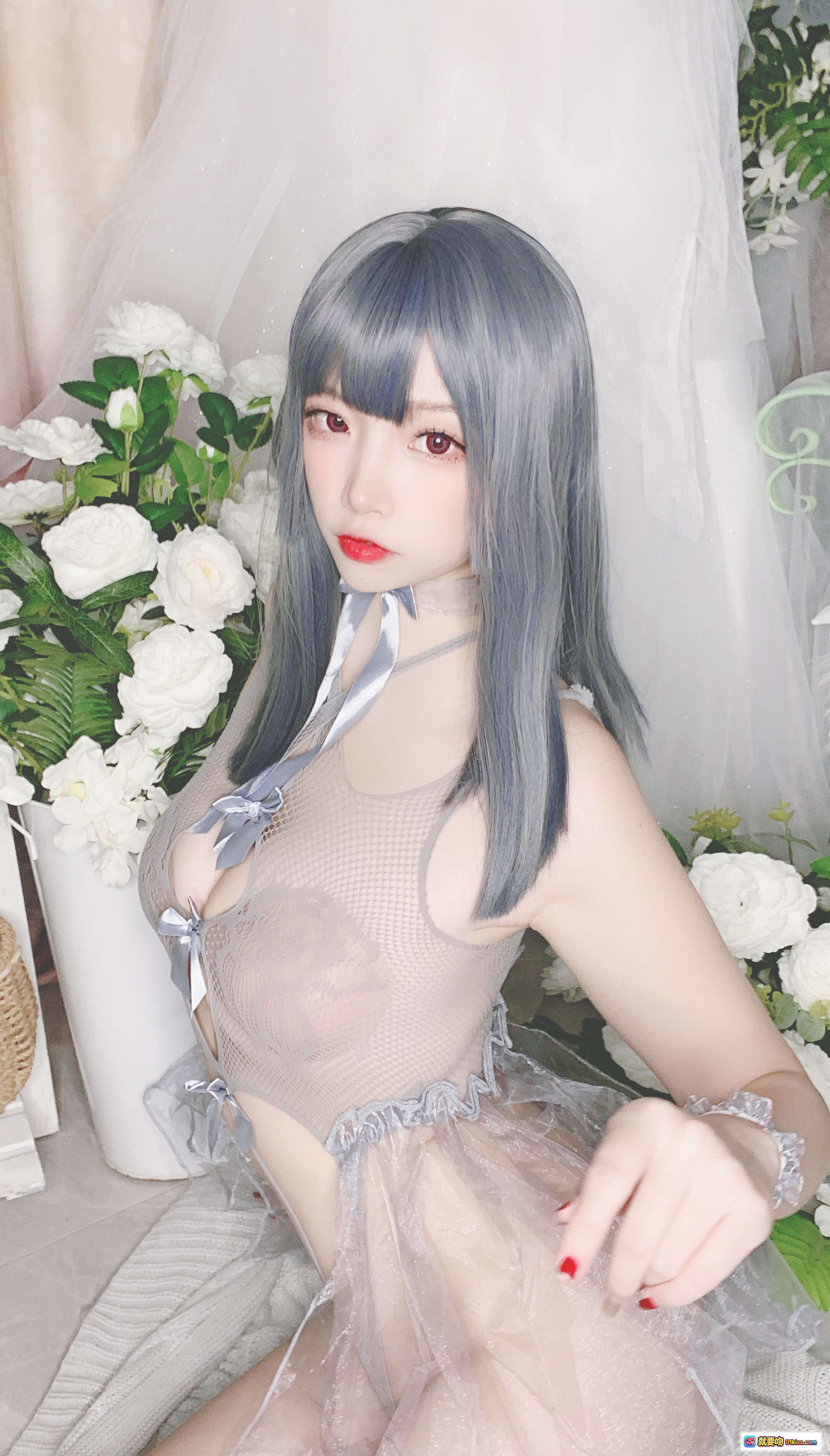 图片[10] - 二佐Nisa NO.082 私房自拍 蓝色网状比基尼 透明蕾丝蝴蝶结 美腿丝袜 甜美性感写真 38P高清图集 - 就要吻