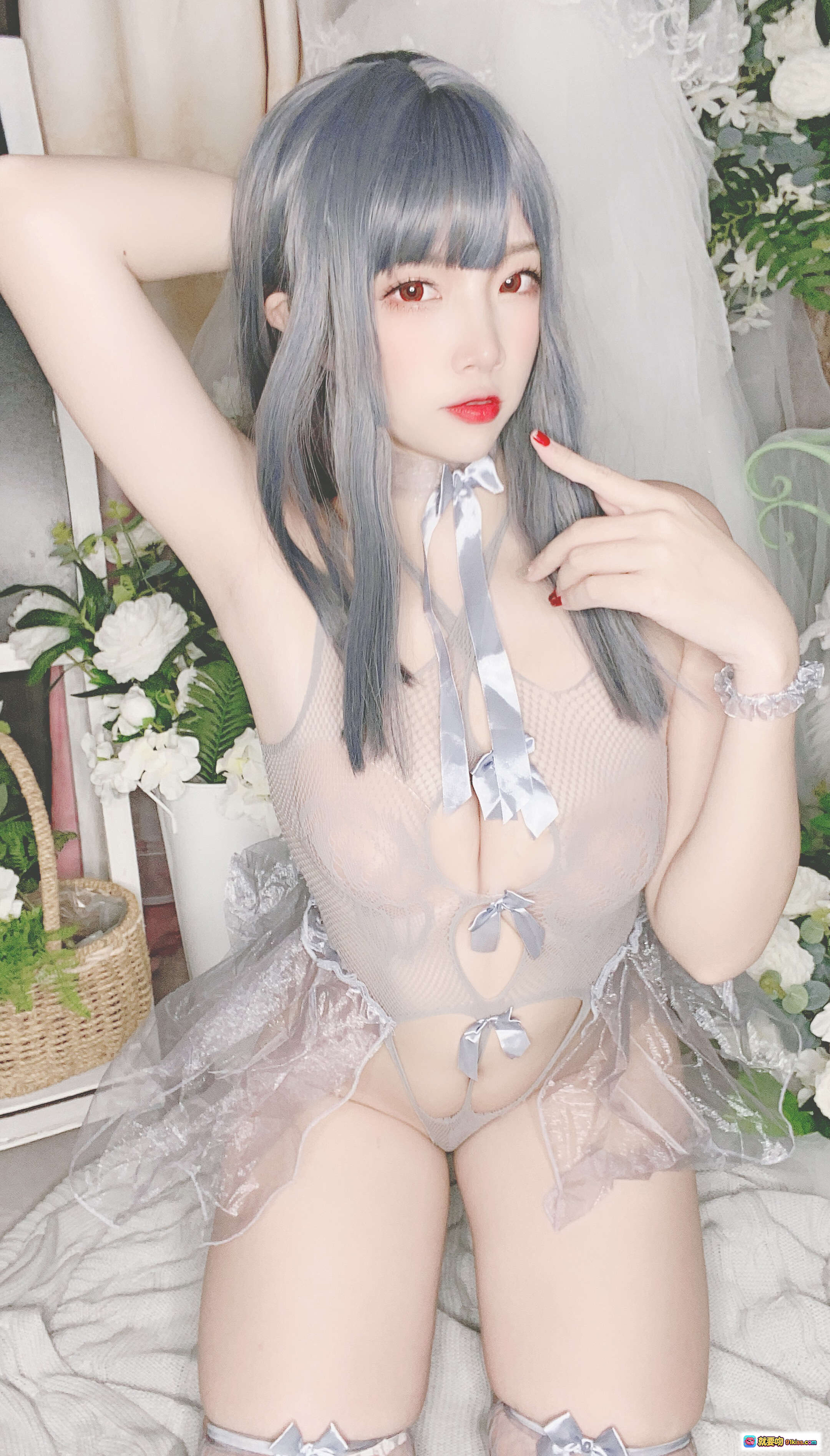 图片[5] - 二佐Nisa NO.082 私房自拍 蓝色网状比基尼 透明蕾丝蝴蝶结 美腿丝袜 甜美性感写真 38P高清图集 - 就要吻