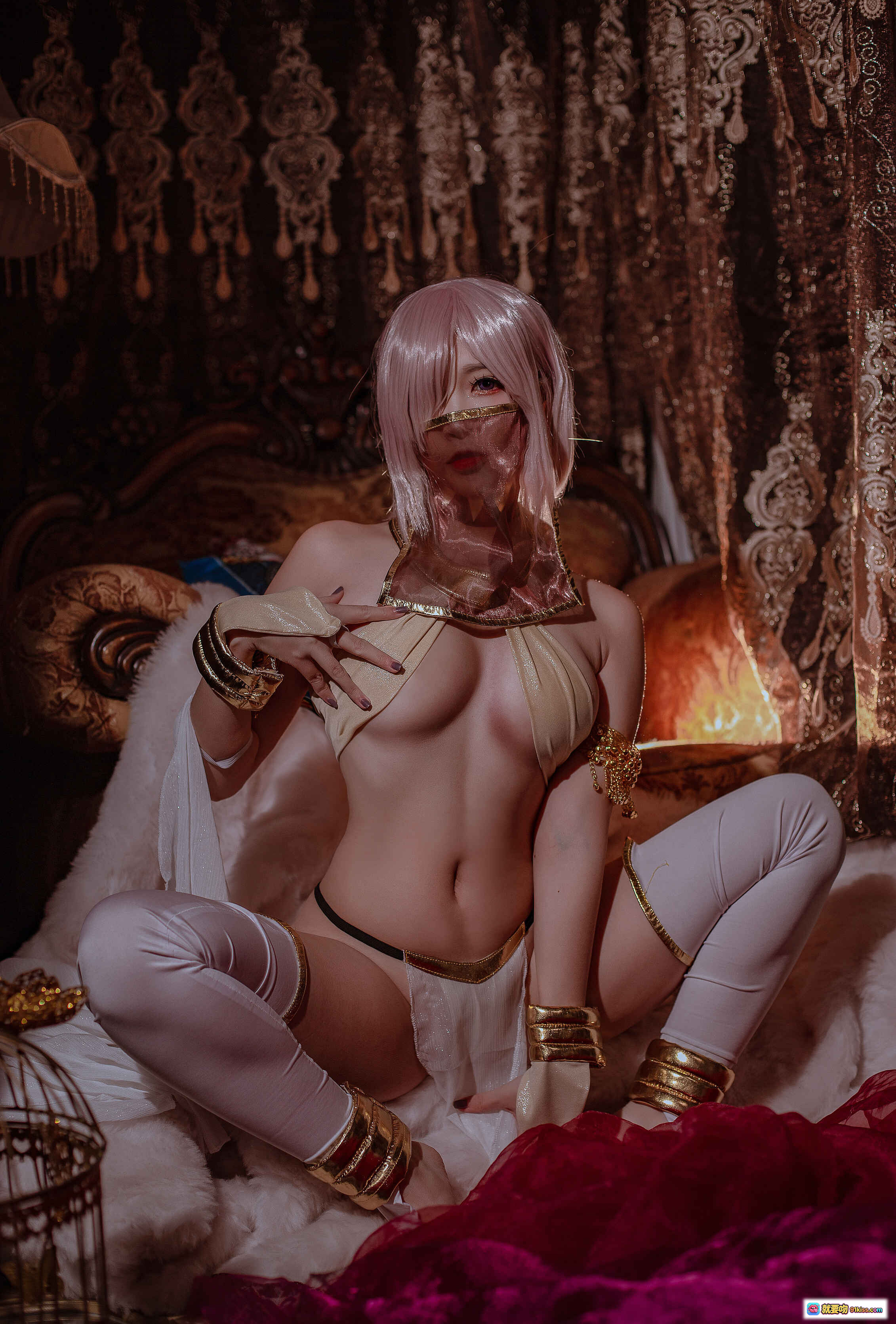 图片[3] - 二佐Nisa NO.101 Fate玛修舞娘Cosplay写真｜粉色长发金饰性感造型｜华丽宫廷风私房摄影39P - 就要吻