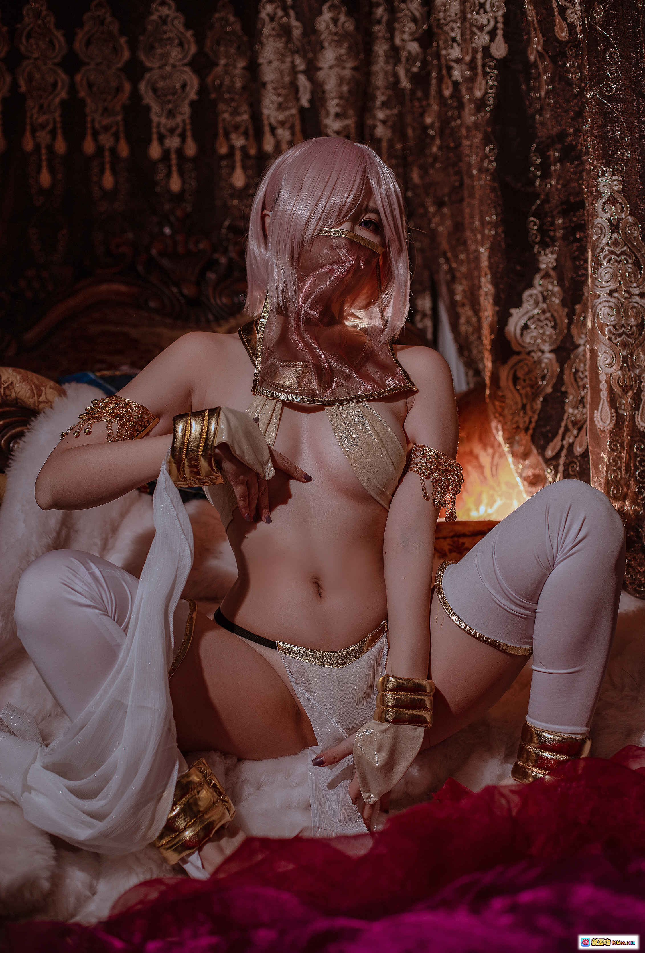 图片[2] - 二佐Nisa NO.101 Fate玛修舞娘Cosplay写真｜粉色长发金饰性感造型｜华丽宫廷风私房摄影39P - 就要吻