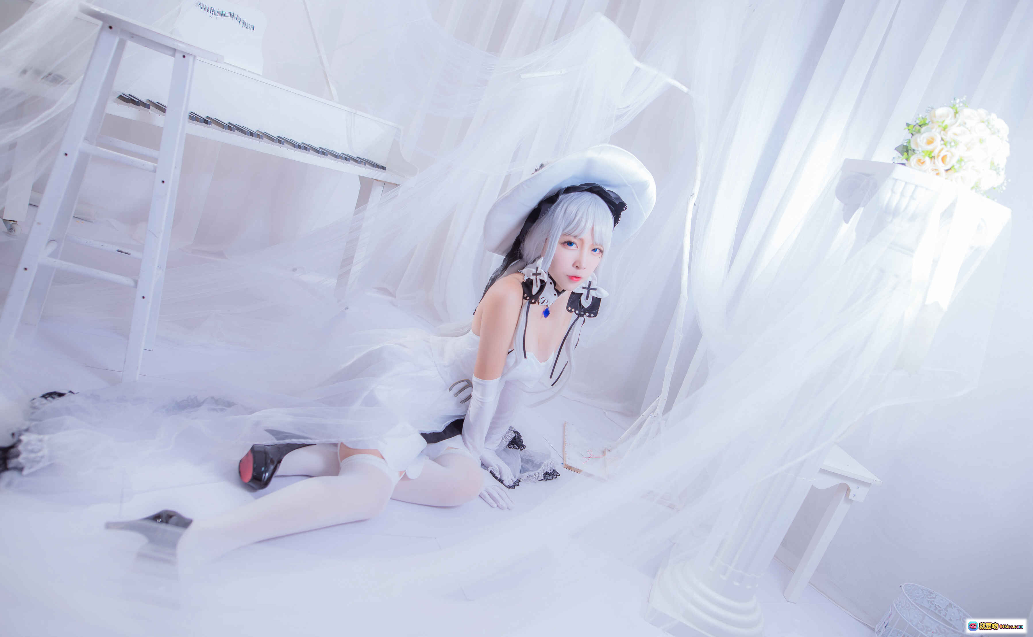 图片[7] - 二佐Nisa NO.066 碧蓝航线光辉COS写真 白色丝袜美腿 优雅女仆装 36P高清图集 - 就要吻