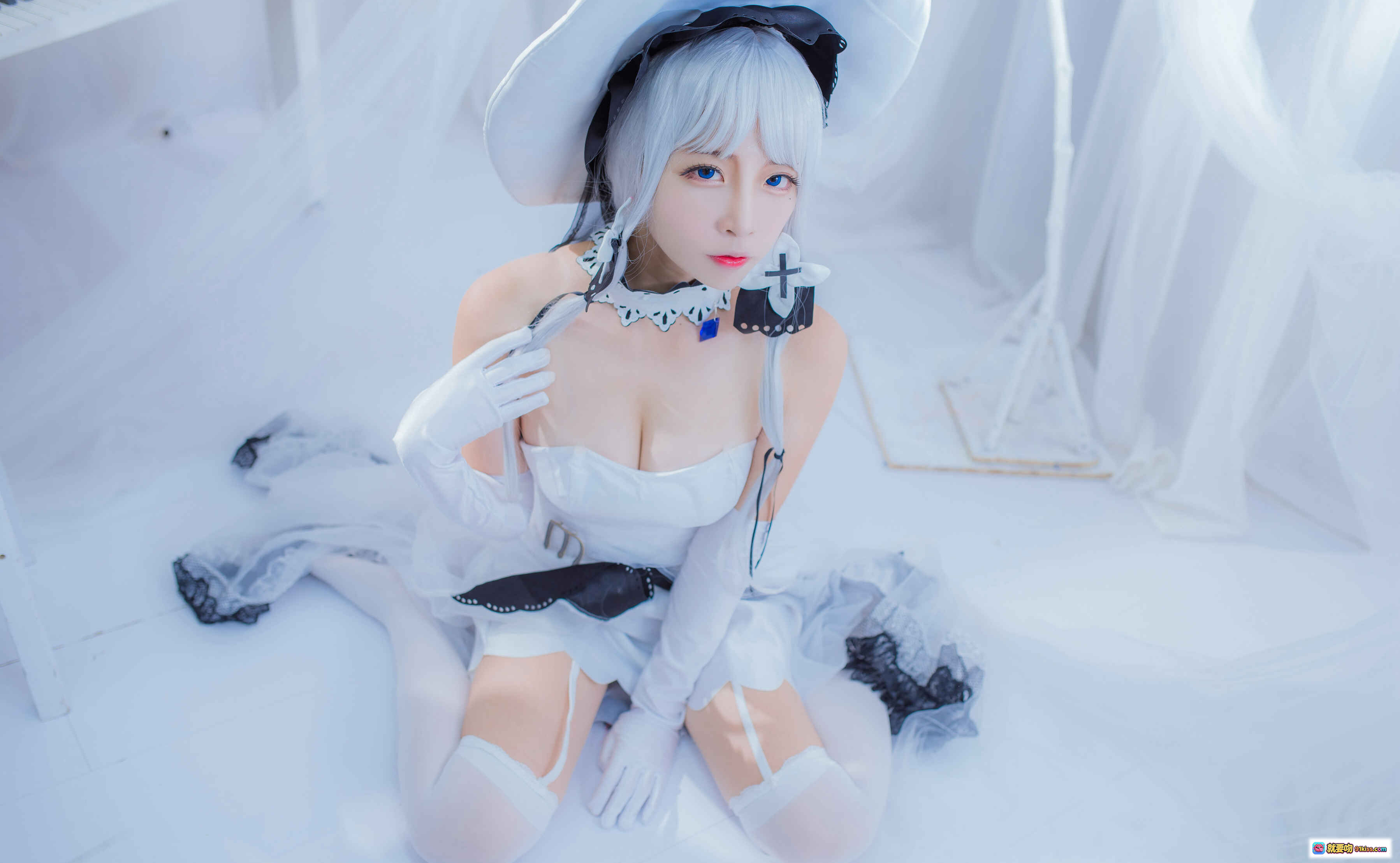 图片[5] - 二佐Nisa NO.066 碧蓝航线光辉COS写真 白色丝袜美腿 优雅女仆装 36P高清图集 - 就要吻