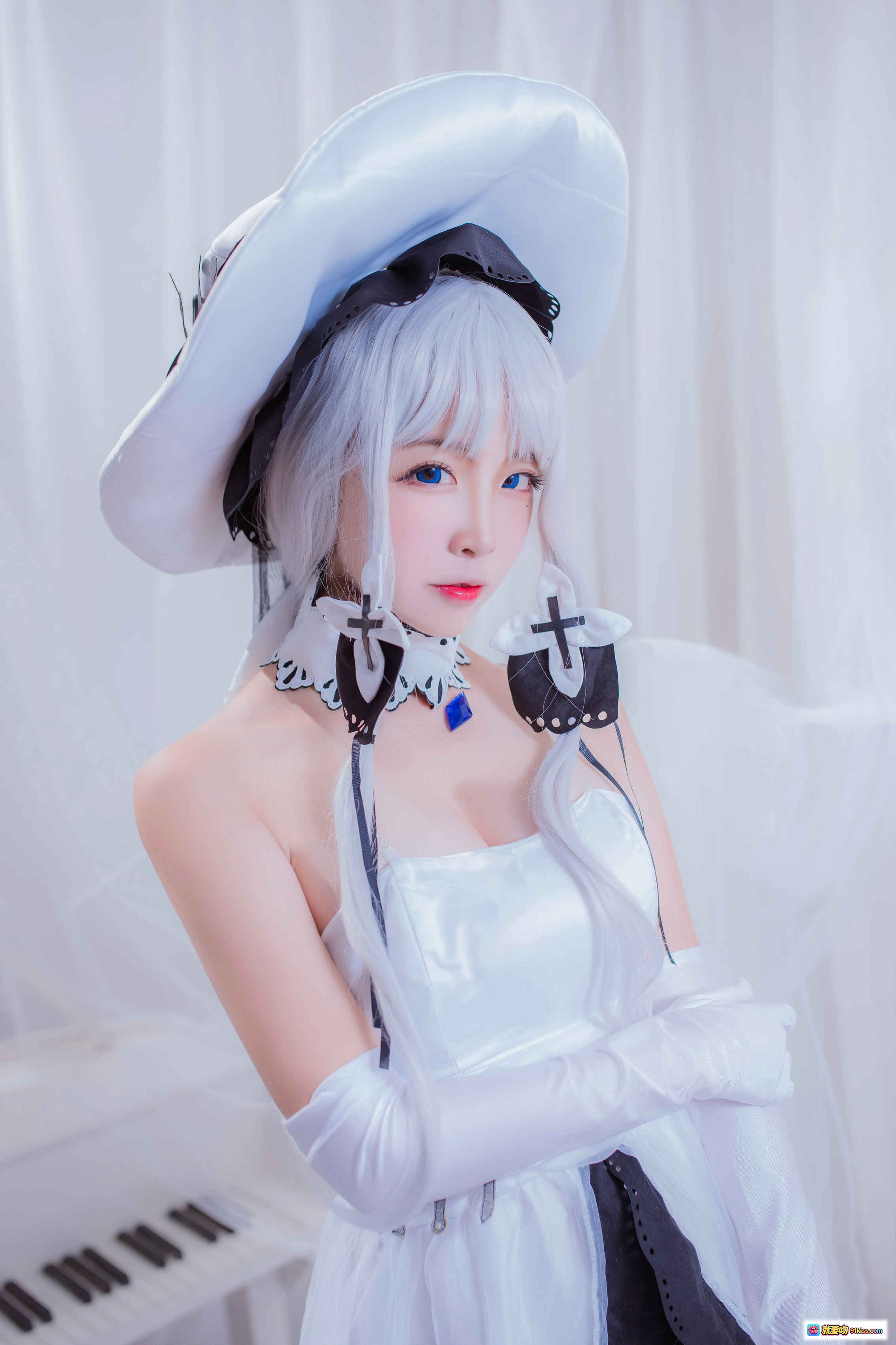 图片[6] - 二佐Nisa NO.066 碧蓝航线光辉COS写真 白色丝袜美腿 优雅女仆装 36P高清图集 - 就要吻