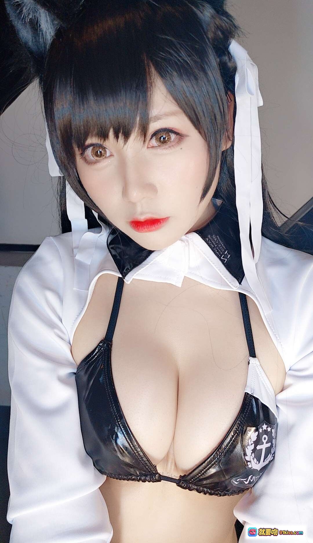 图片[4] - 疯喵ss NO.024 爱宕机车Cosplay写真 – 黑色皮质内衣+白衬衫+猫耳造型 17P高清图集 - 就要吻