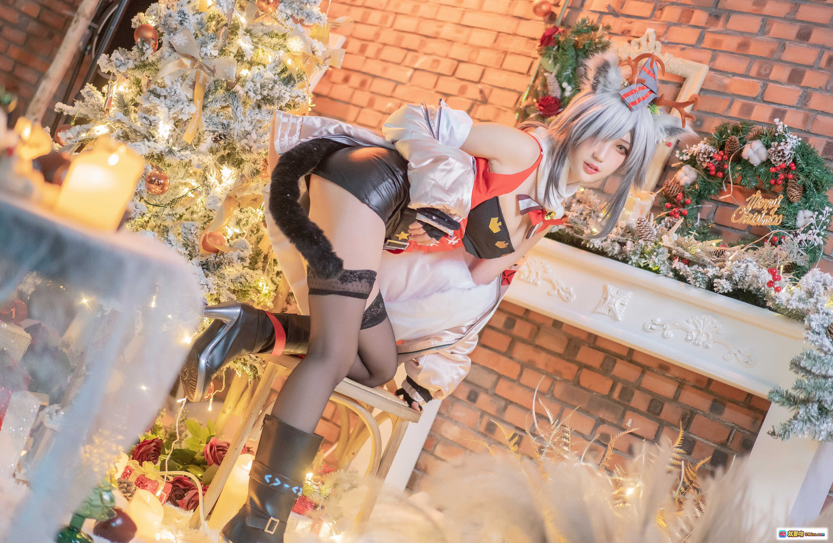 图片[10] - 周叽可爱兔兔NO.032圣诞黑丝兽耳cos写真 18P高清美图 圣诞装饰氛围感满满 兽耳少女萌系穿搭 黑丝长腿性感可爱 - 就要吻