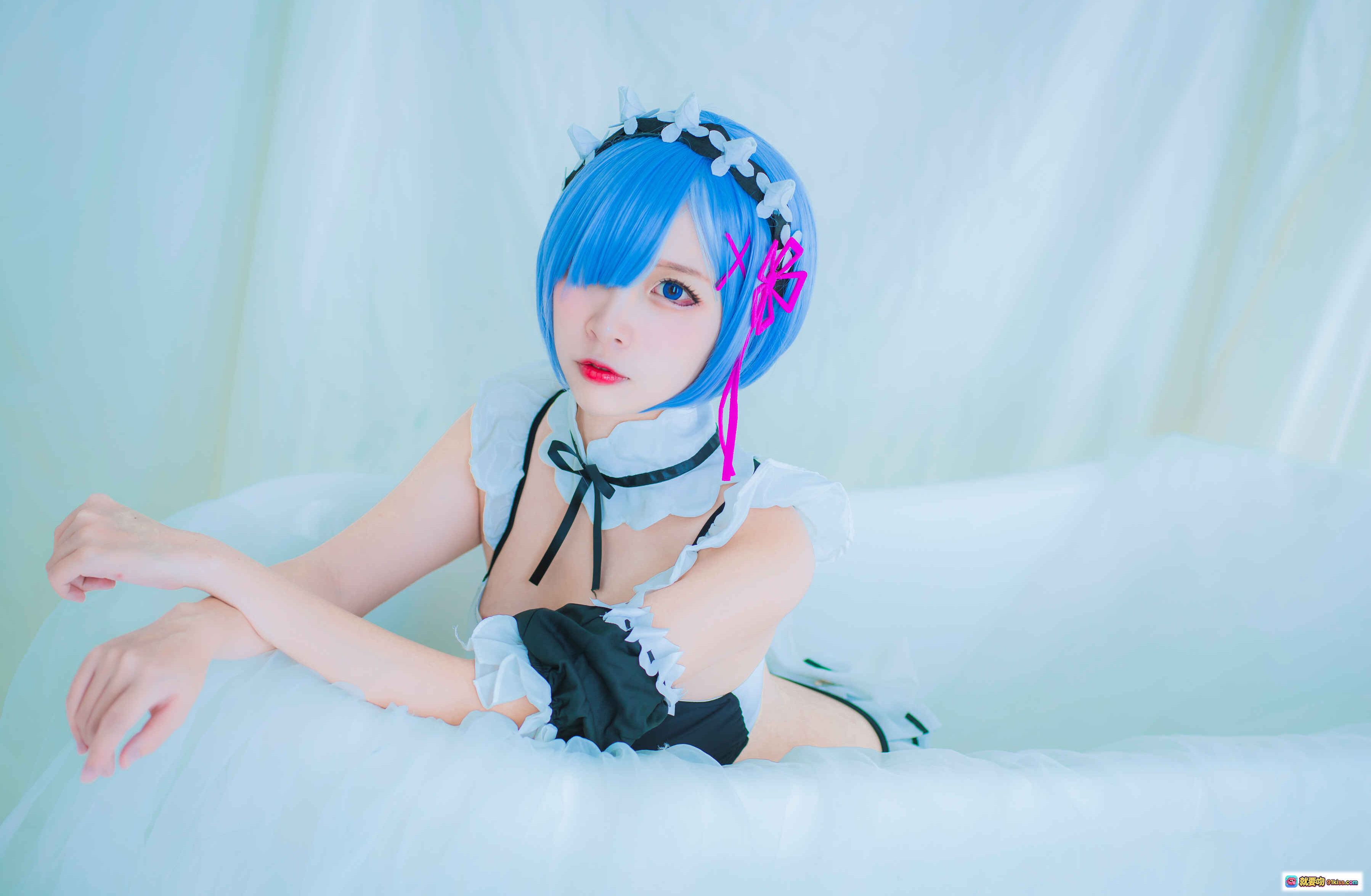 图片[3] - 二佐Nisa NO.044 蕾姆泳装cos写真 32P高清美图 白黑蕾丝女仆风 甜美蓝发少女 唯美床拍私房照 - 就要吻
