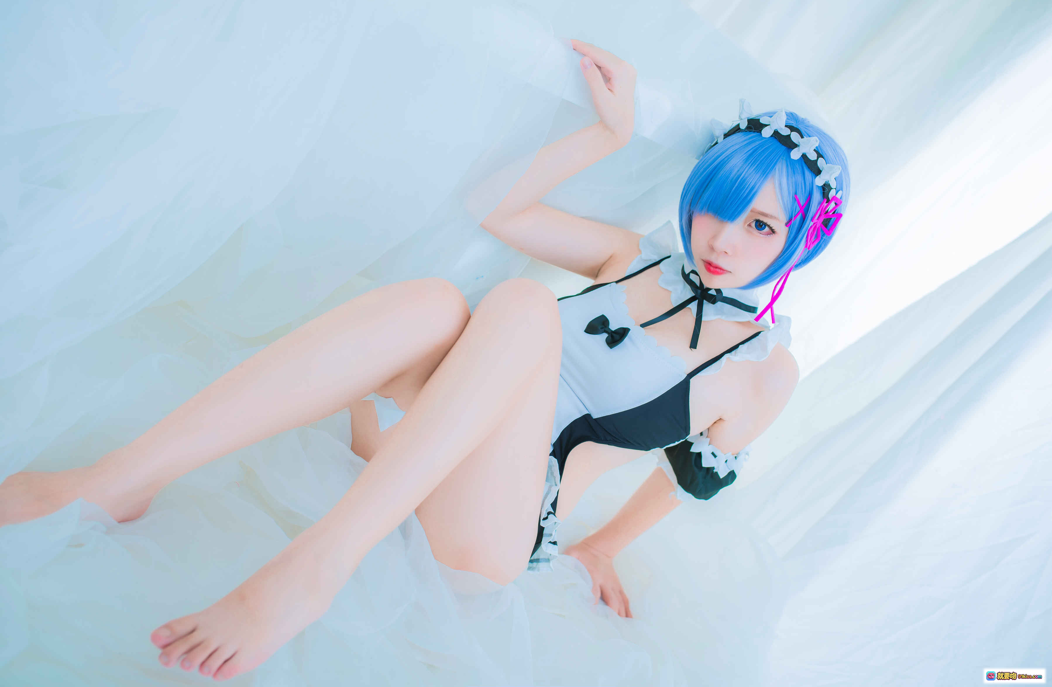 图片[10] - 二佐Nisa NO.044 蕾姆泳装cos写真 32P高清美图 白黑蕾丝女仆风 甜美蓝发少女 唯美床拍私房照 - 就要吻