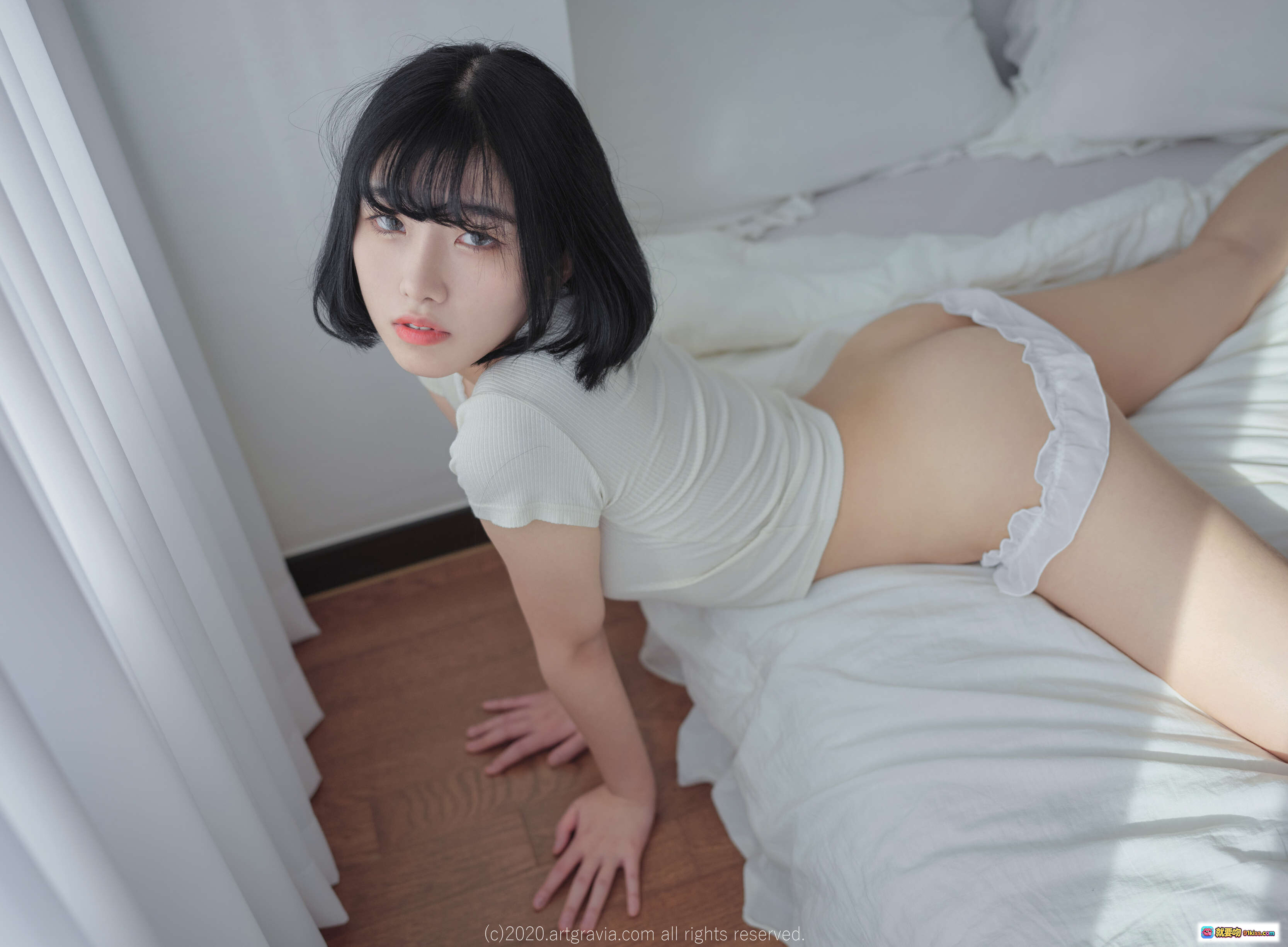 图片[7] - Sonson 10 [ARTGRAVIA] VOL.210 美臀性感写真 白床单私房诱惑 黑发少女侧卧姿态 优雅曲线 情绪氛围感摄影 - 就要吻