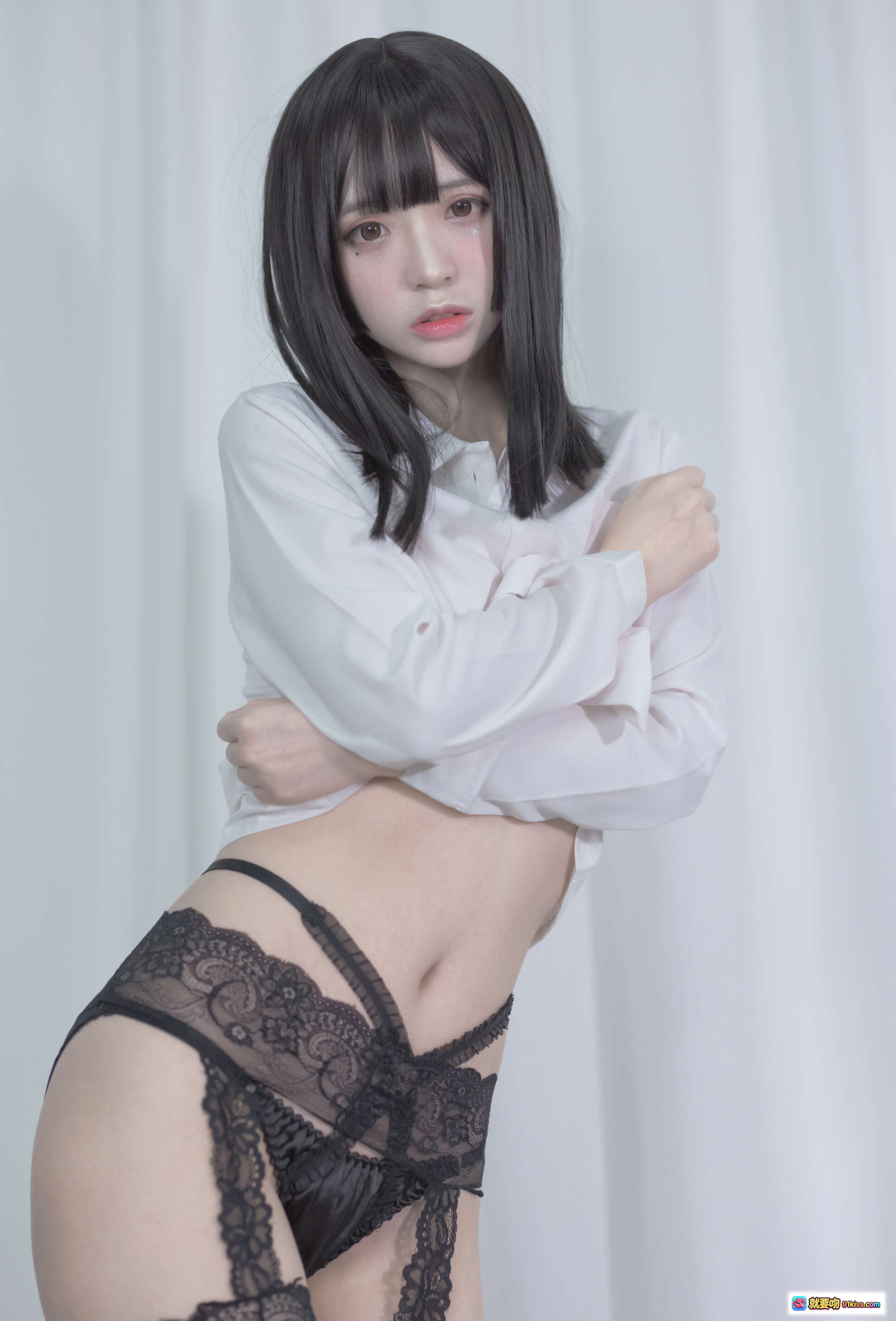 图片[10] - 疯猫ss NO.069 白衬衣黑丝蕾丝边美腿写真 14P高清图集 - 就要吻