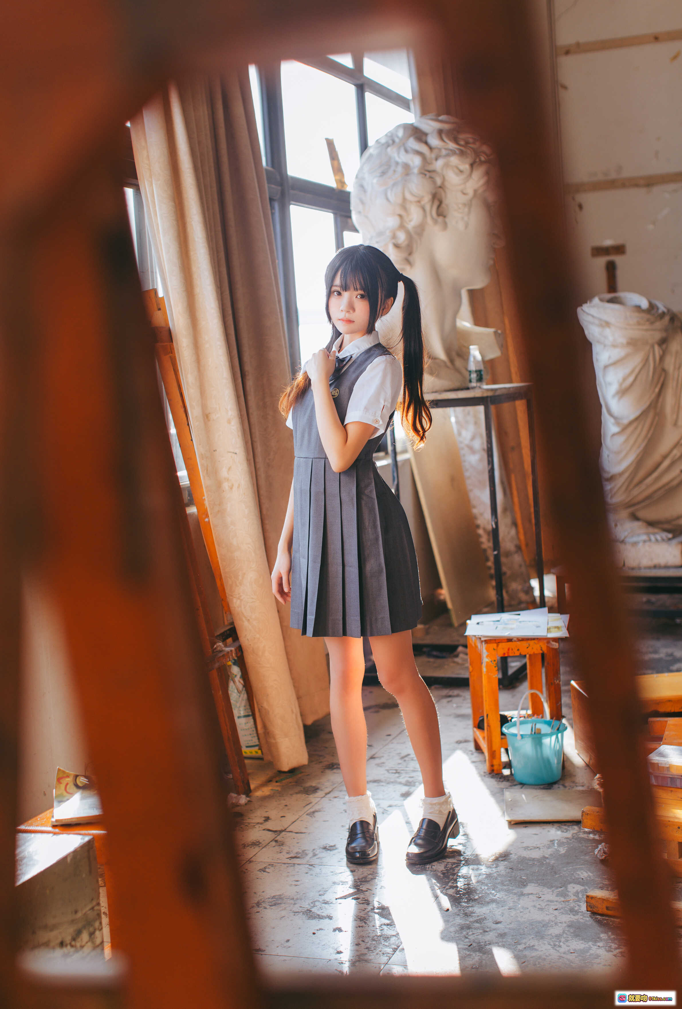图片[3] - 桜桃喵画室少女写真 | 日系校服双马尾 | 艺术绘画场景 | 清新甜美风格 | 17P高清图集 - 就要吻