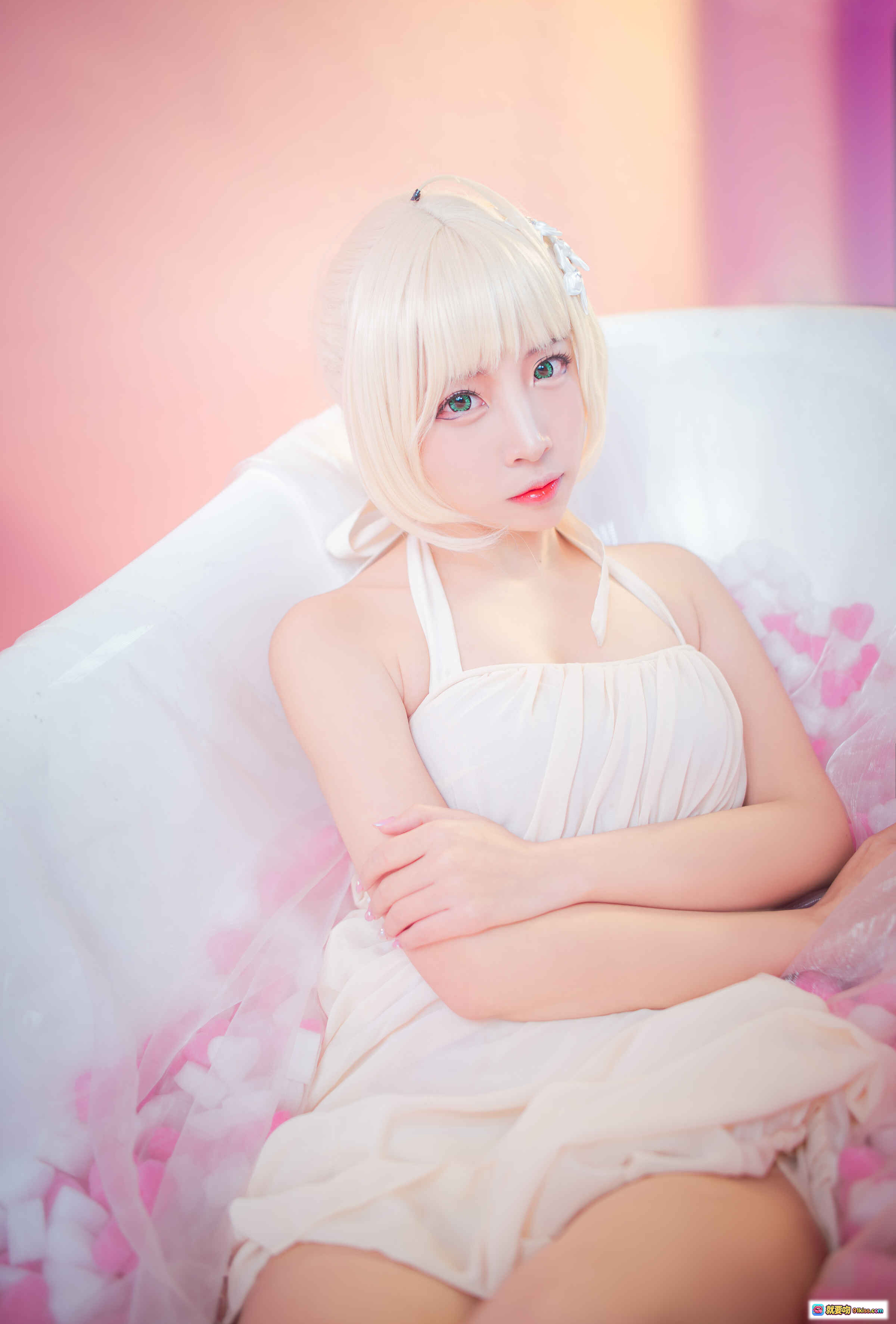 图片[8] - 二佐Nisa NO.059 浴缸写真 甜美少女 白纱裙 粉色系 柔光美腿 15P高清图集 - 就要吻