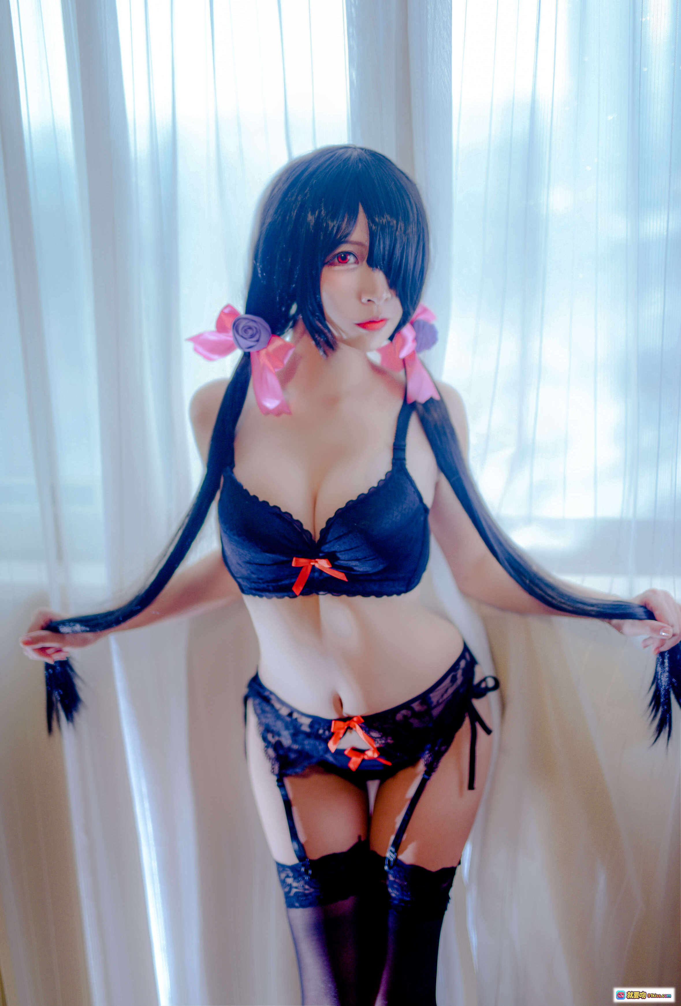 图片[1] - 二佐Nisa NO.018 狂三Cosplay内衣写真 20P高清黑丝蕾丝蝴蝶结双马尾美少女私房照 - 就要吻