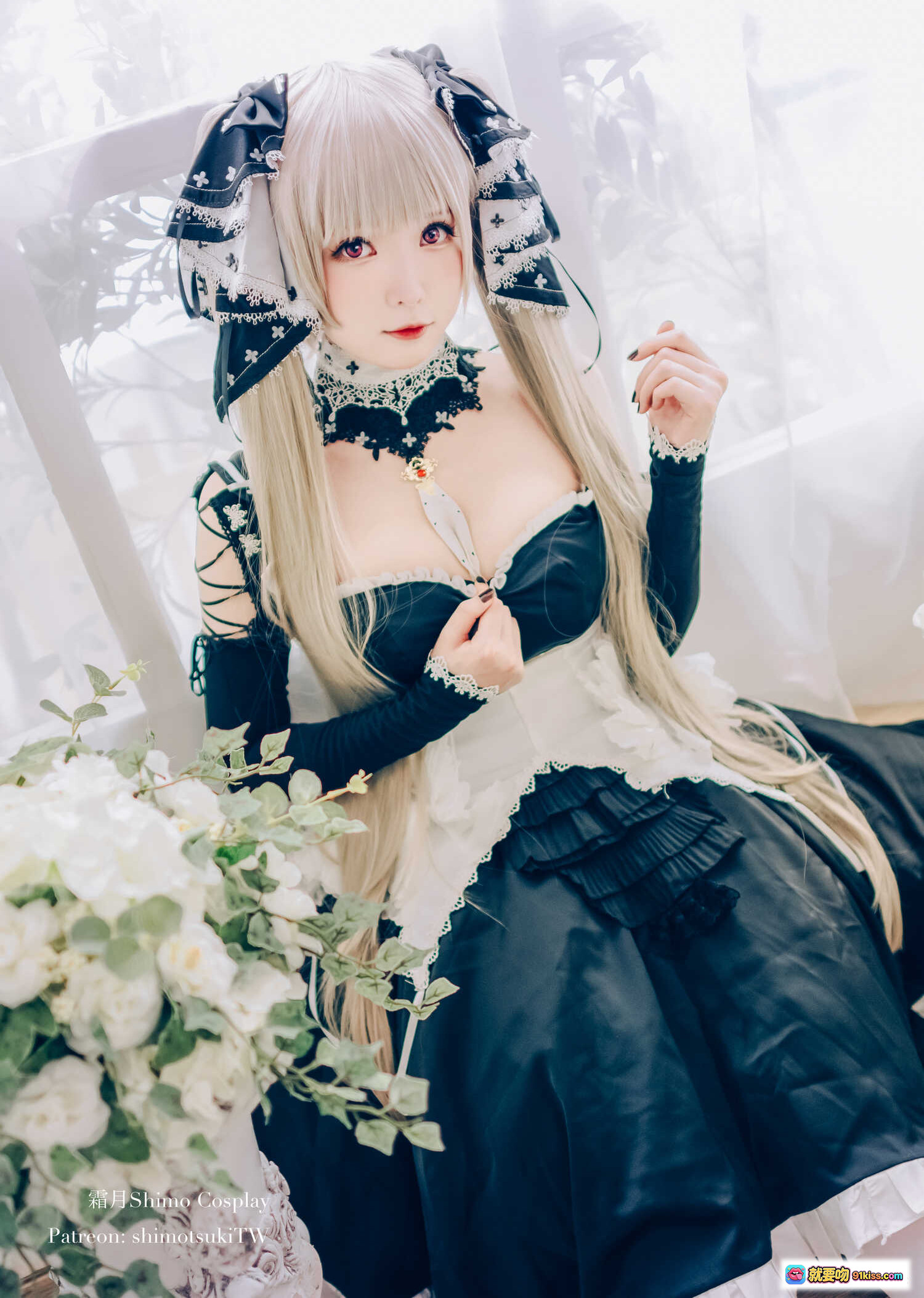 图片[5] - 霜月shimo NO.010 可畏 Cosplay 白发黑裙洛丽塔 优雅花海写真 19P高清美图 - 就要吻