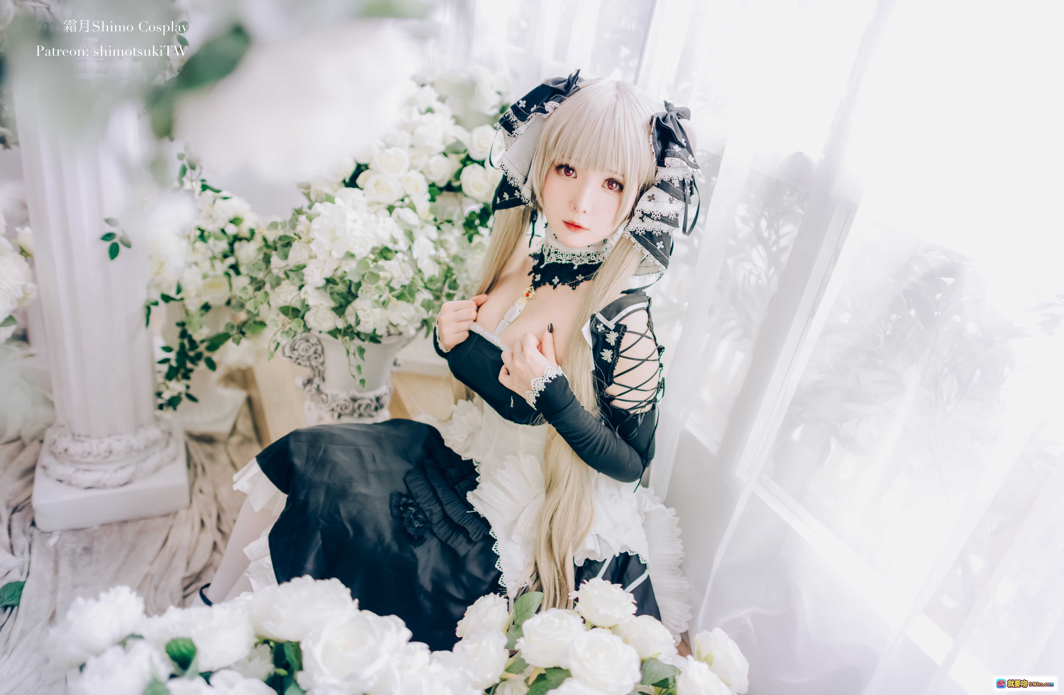 图片[4] - 霜月shimo NO.010 可畏 Cosplay 白发黑裙洛丽塔 优雅花海写真 19P高清美图 - 就要吻