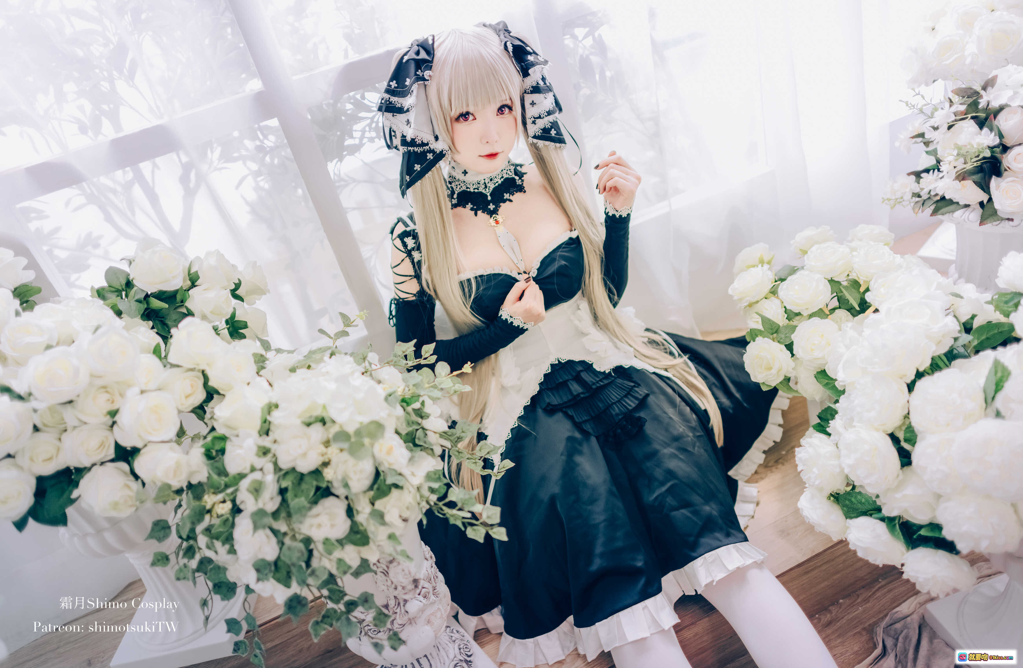 图片[9] - 霜月shimo NO.010 可畏 Cosplay 白发黑裙洛丽塔 优雅花海写真 19P高清美图 - 就要吻
