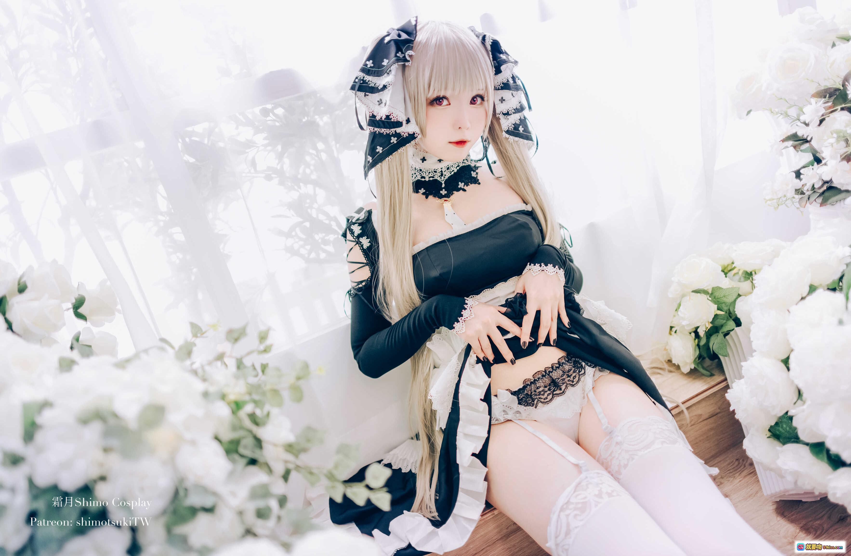 图片[3] - 霜月shimo NO.010 可畏 Cosplay 白发黑裙洛丽塔 优雅花海写真 19P高清美图 - 就要吻