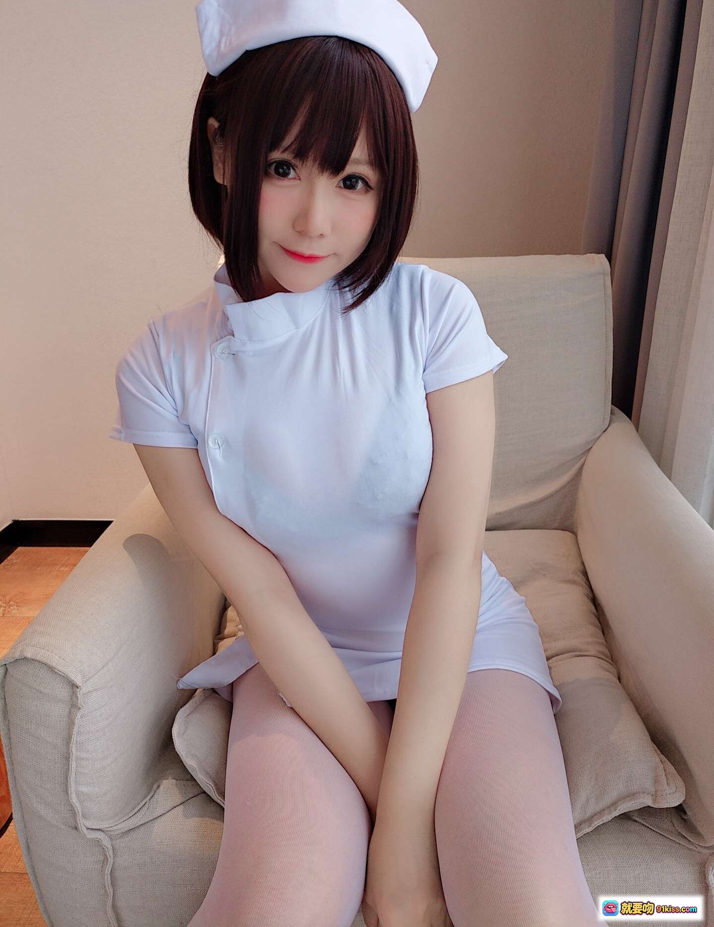 图片[7] - Nyako喵子NO.022护士装自拍写真 甜美短发白丝制服少女室内坐姿高清图集 - 就要吻