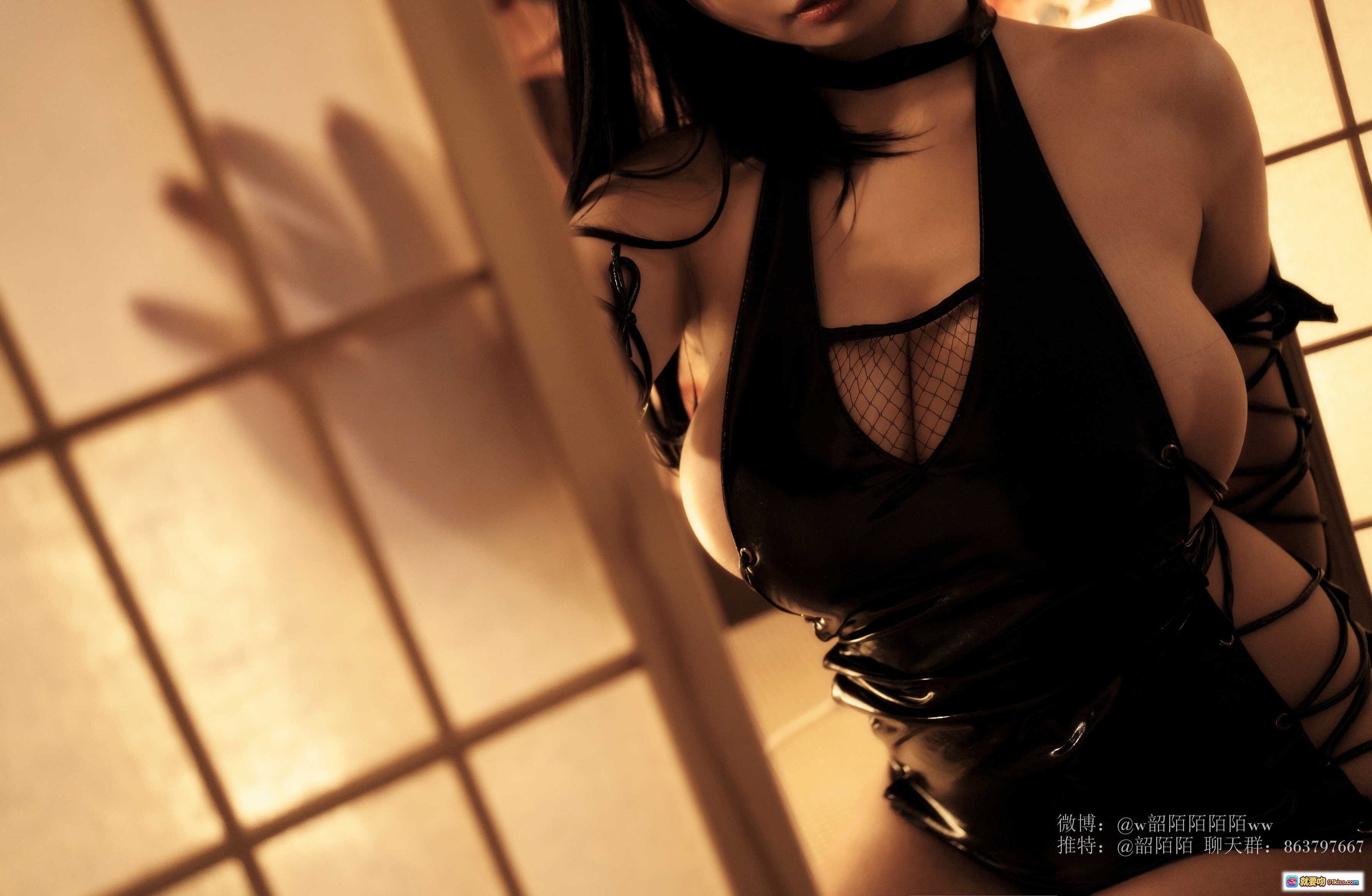 图片[7] - 韶陌陌 NO.014 忍者写真 | 黑色绑带皮衣性感造型 | 日式和风背景 | 30P高清图集 | 热辣身材诱惑视觉 - 就要吻