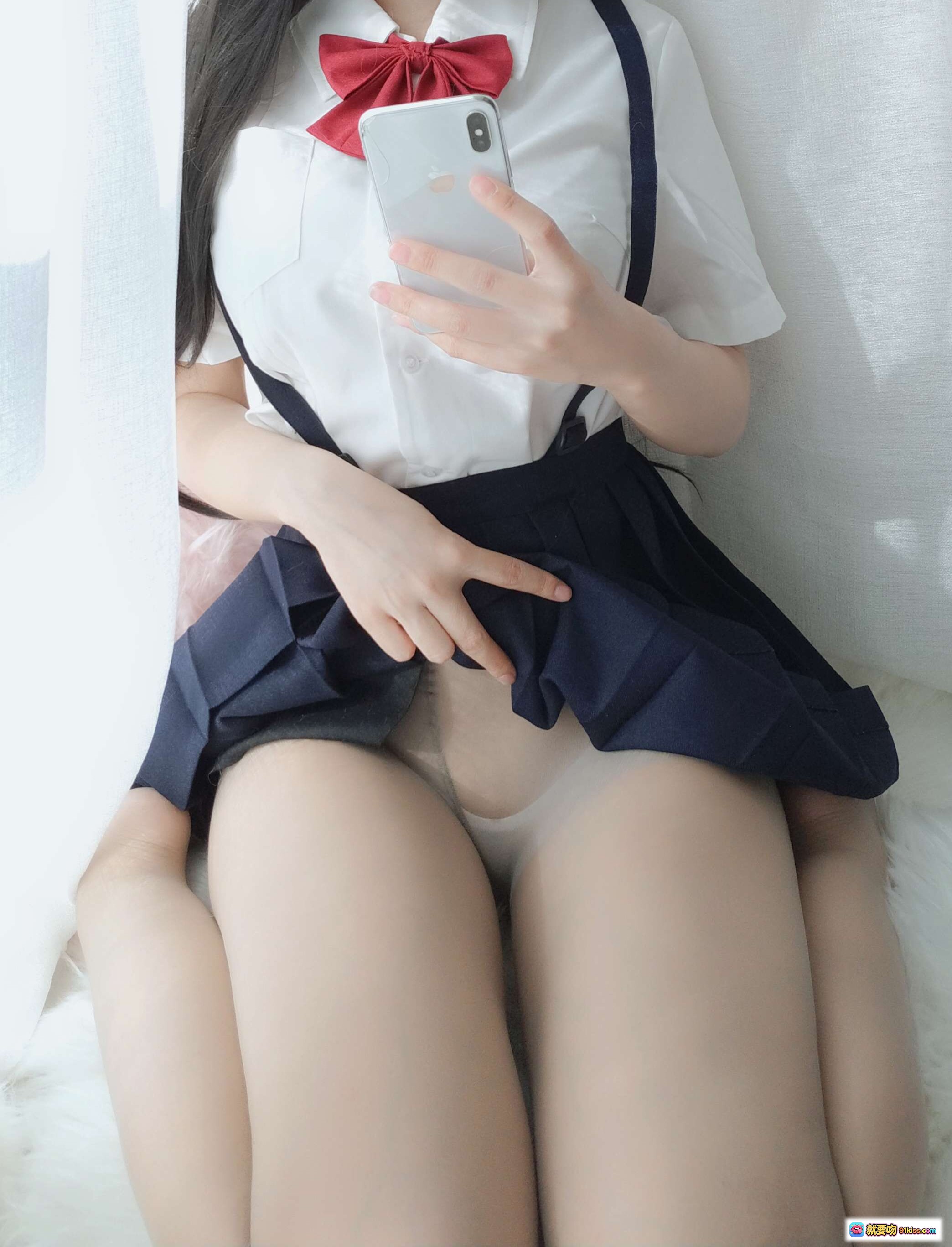 图片[8] - 小仓千代W NO.003 告白常识 35P 66MB 日系校服美少女 黑长直 白衬衫红领结 深蓝百褶裙 甜美写真集 - 就要吻