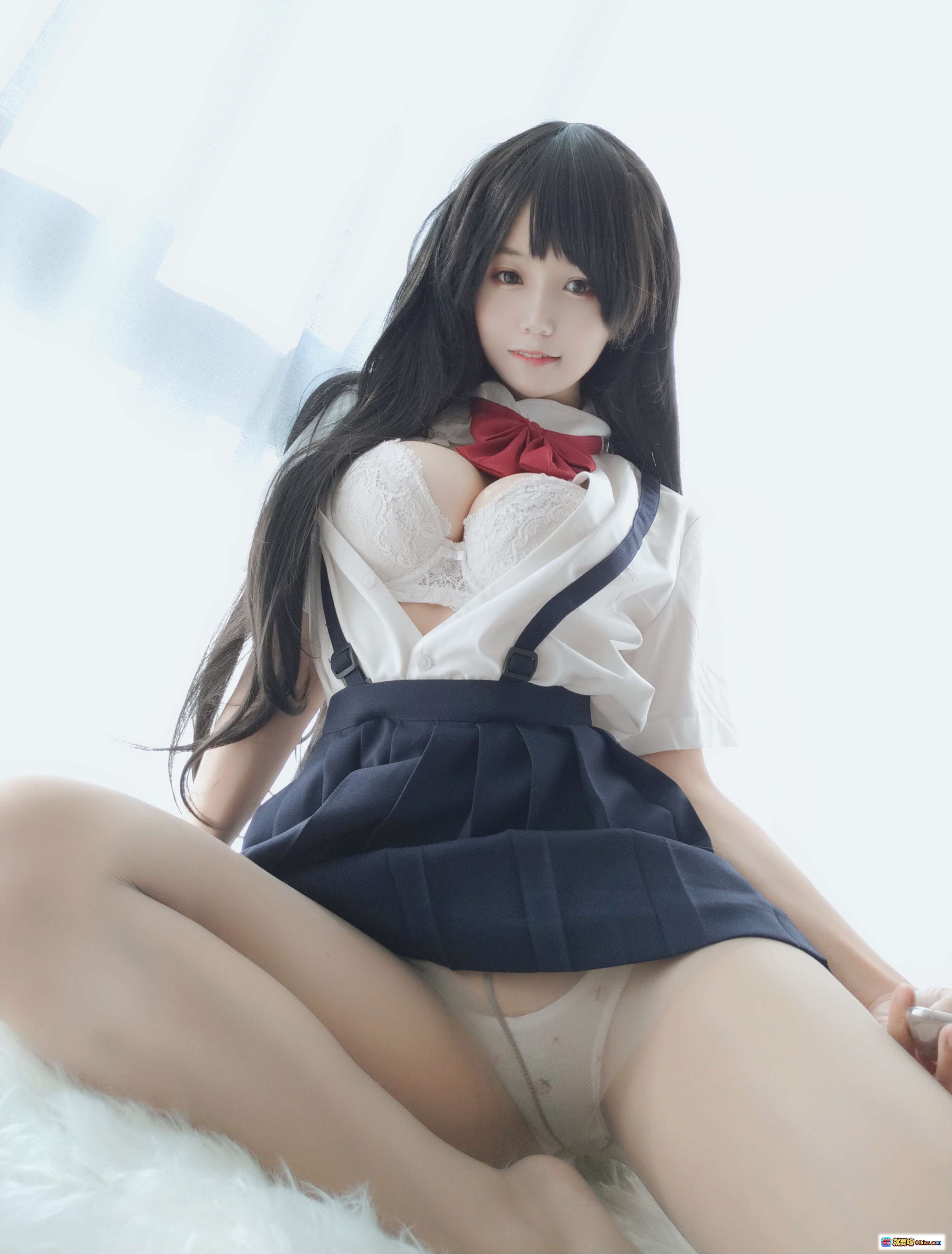 小仓千代W NO.003 告白常识 35P 66MB 日系校服美少女 黑长直 白衬衫红领结 深蓝百褶裙 甜美写真集 - 就要吻