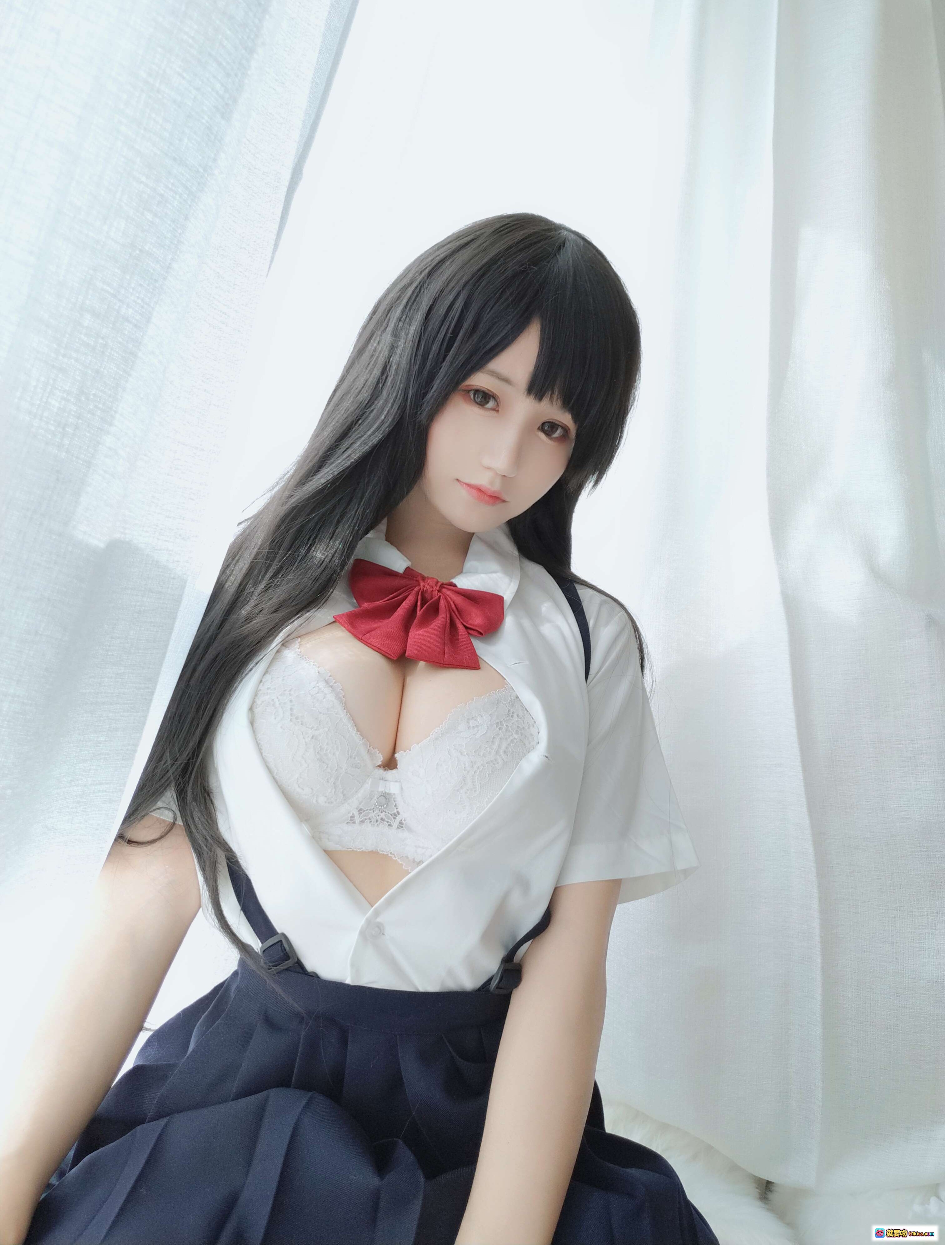 图片[4] - 小仓千代W NO.003 告白常识 35P 66MB 日系校服美少女 黑长直 白衬衫红领结 深蓝百褶裙 甜美写真集 - 就要吻