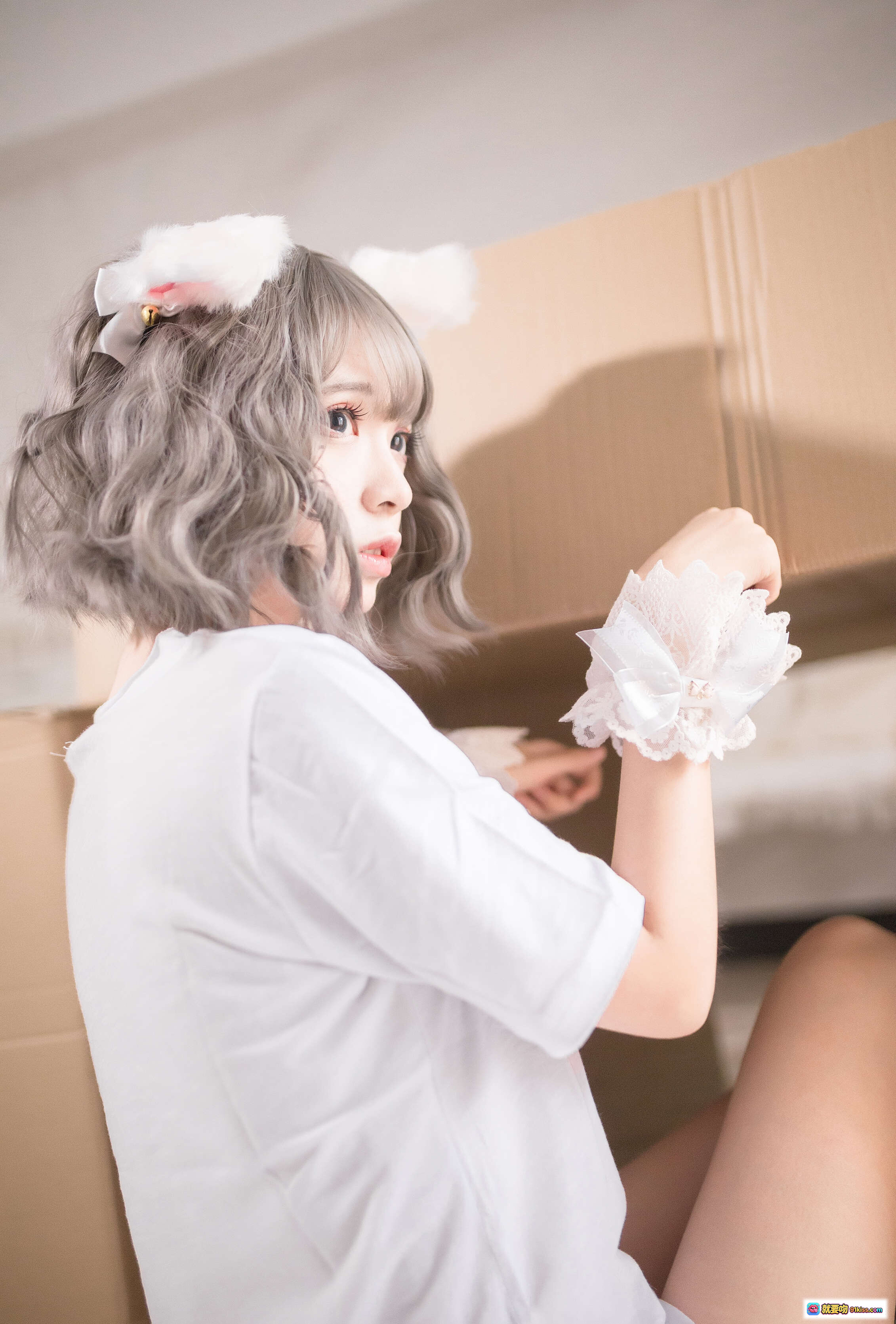 图片[3] - 疯猫ss NO.027 白猫写真集 30P少女萌系猫耳居家蹲姿蕾丝袜甜美风高清图集 - 就要吻