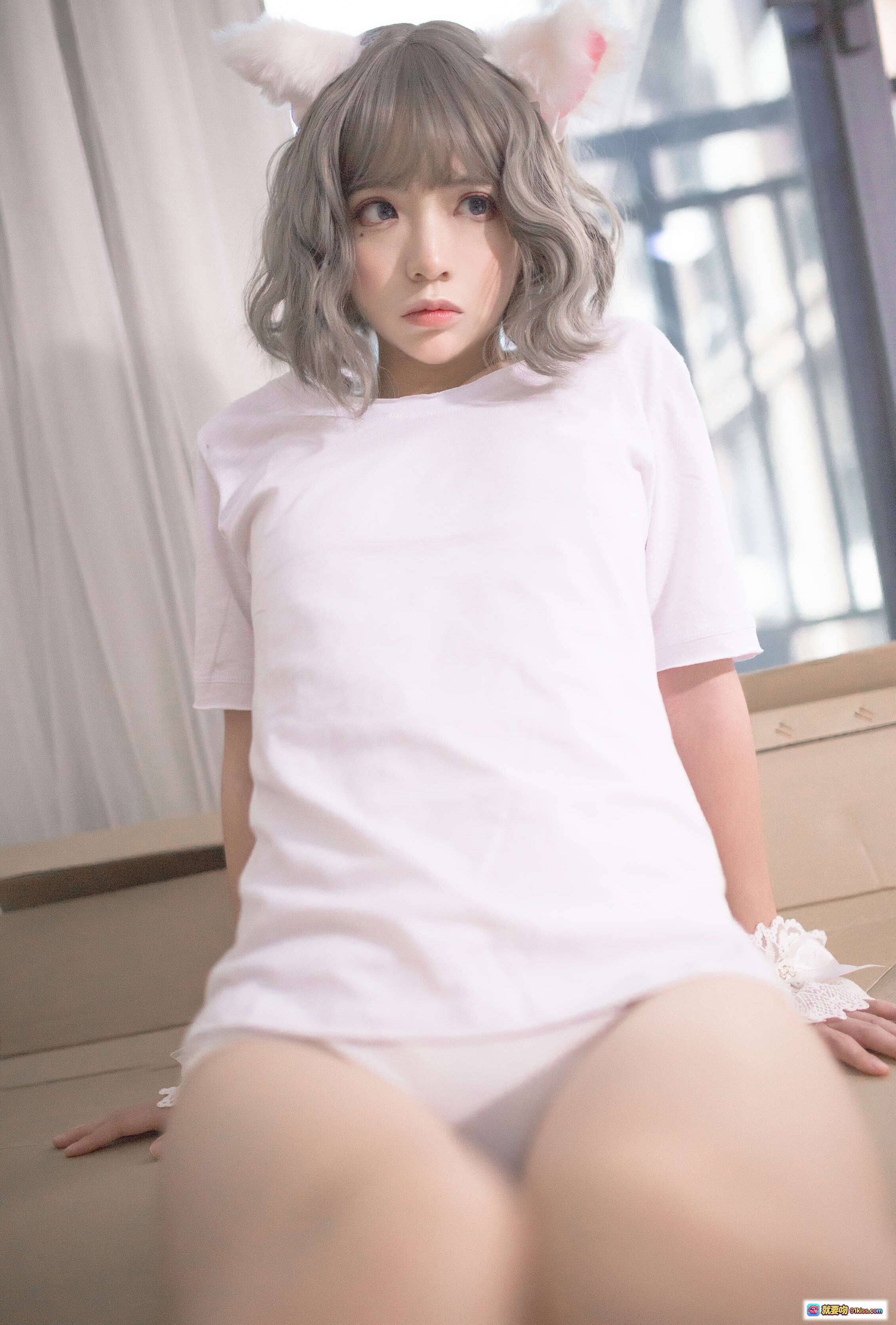 图片[10] - 疯猫ss NO.027 白猫写真集 30P少女萌系猫耳居家蹲姿蕾丝袜甜美风高清图集 - 就要吻