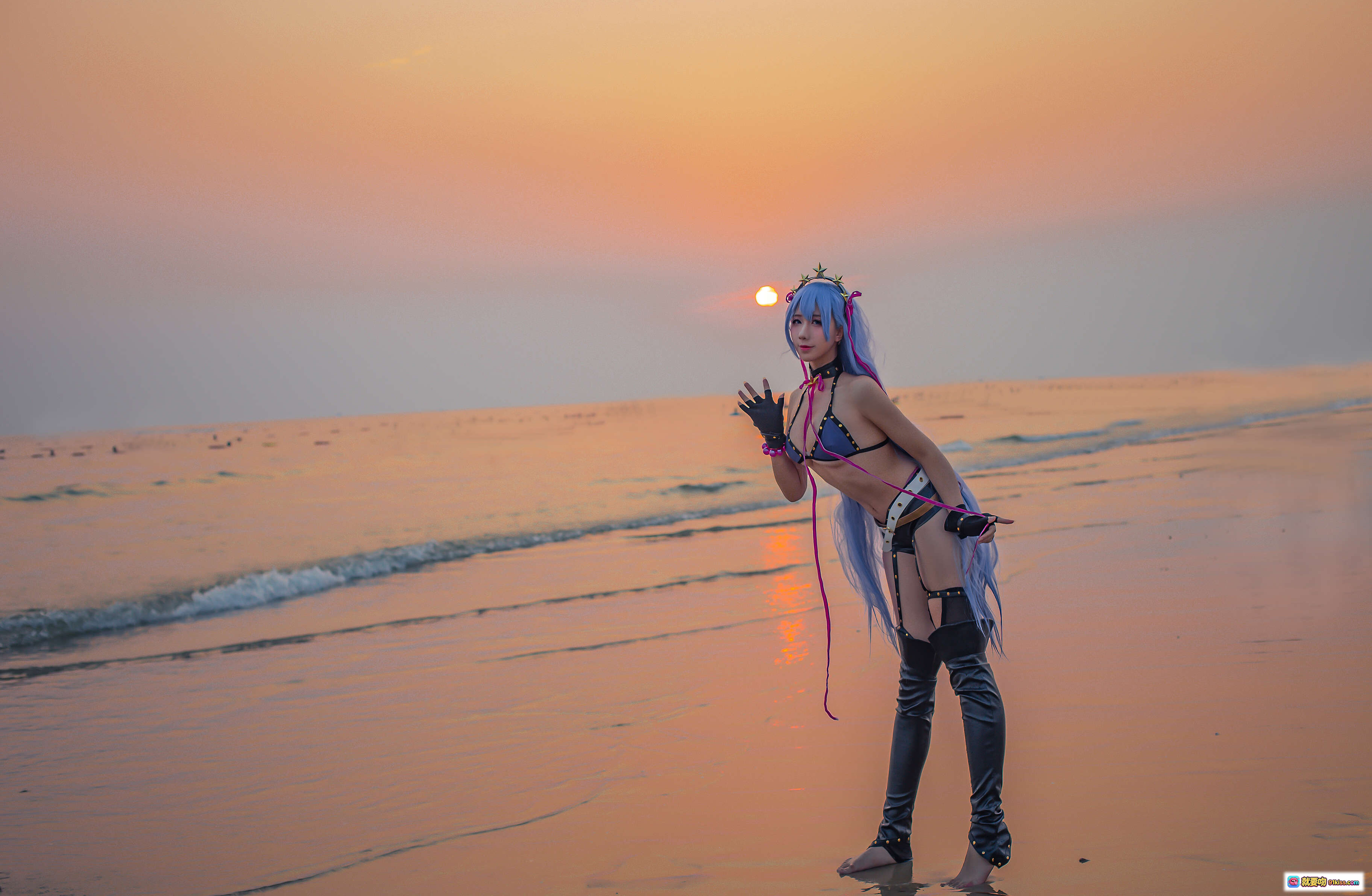 图片[6] - 九曲Jean NO.033 紫发星饰cosplay 水着比基尼 甜酷风 手套绑带造型 30P高清写真 - 就要吻