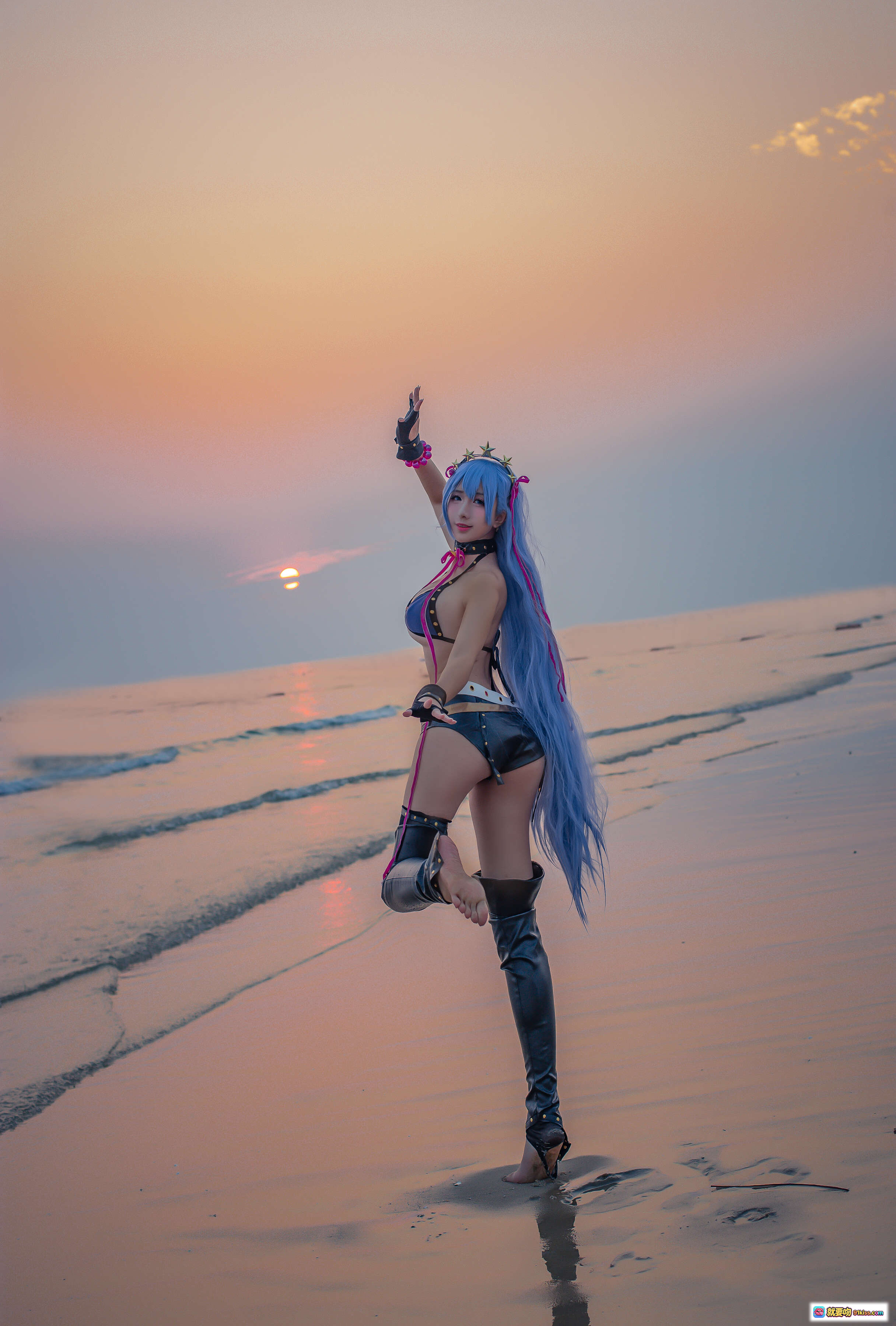 图片[3] - 九曲Jean NO.033 紫发星饰cosplay 水着比基尼 甜酷风 手套绑带造型 30P高清写真 - 就要吻