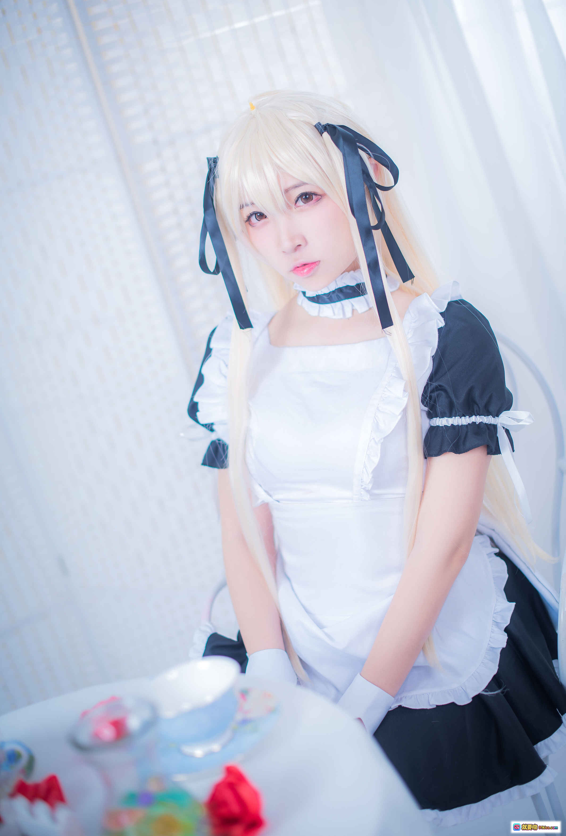 图片[3] - 二佐Nisa NO.049 穹妹女仆Cosplay写真 金发双马尾 黑白女仆装 萌系少女 柔光室内拍摄 21P高清图集 - 就要吻