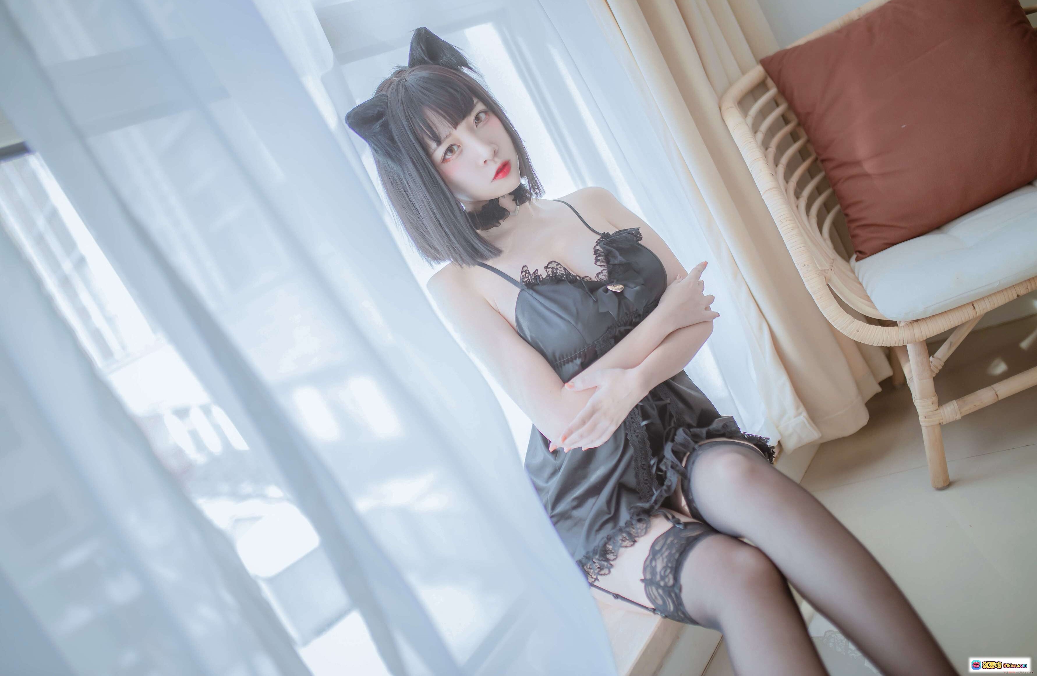 图片[5] - 二佐Nisa NO.072 私房双人猫耳写真 日奈娇x二佐 43P高清美图 黑白蕾丝内衣 黑丝白丝诱惑 柔光室内拍摄 甜美性感风格 - 就要吻