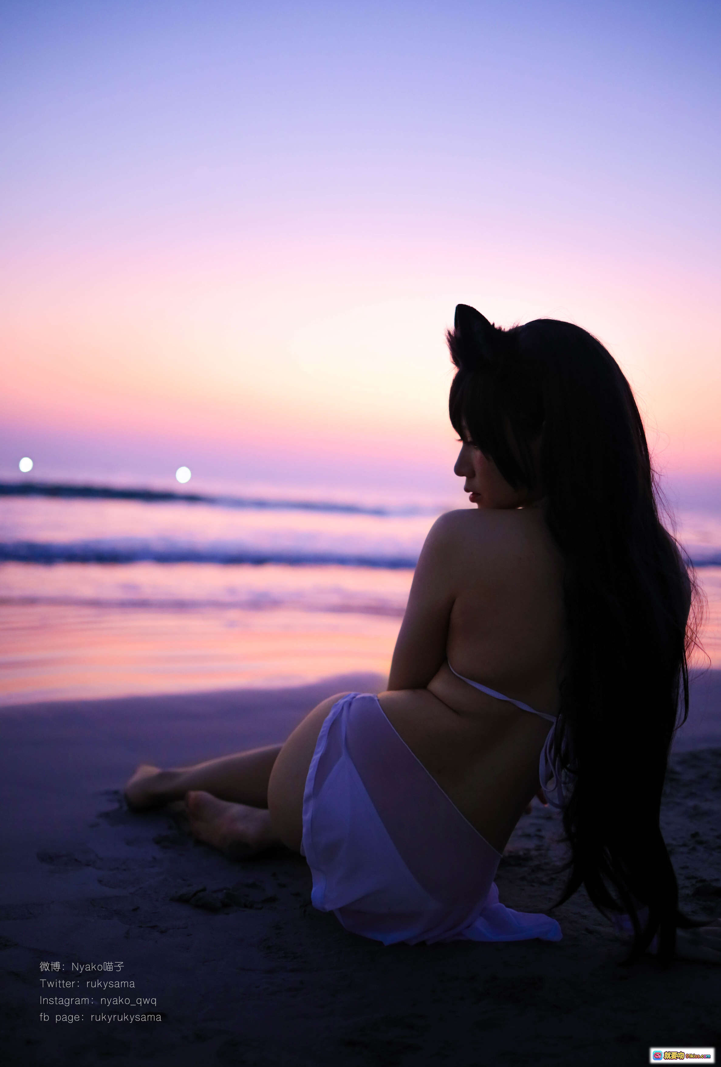 图片[8] - 疯猫ss NO.014 爱宕泳装海边写真 25P高清美图 白色比基尼长发猫耳少女夕阳沙滩风情 - 就要吻