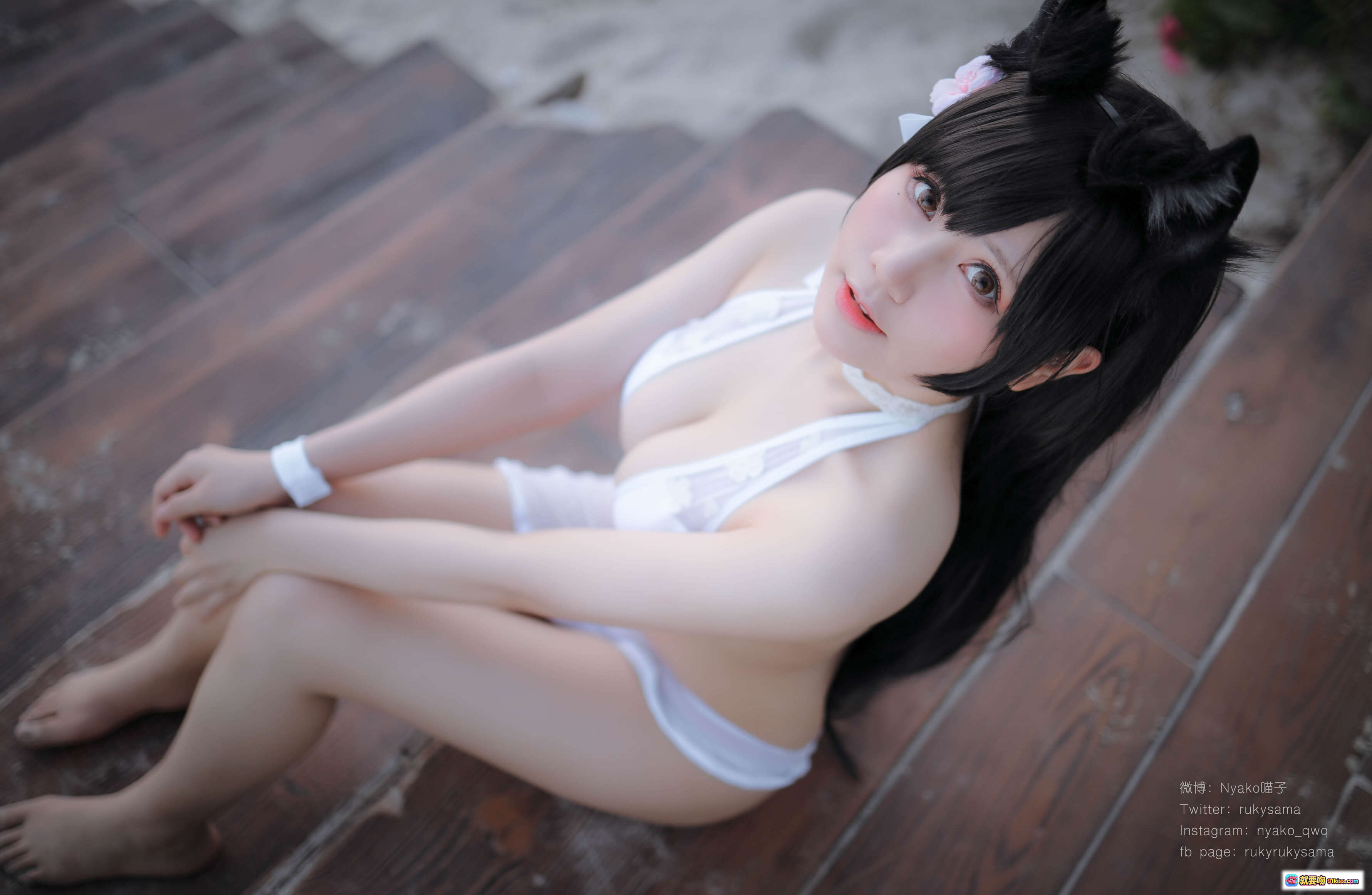 图片[5] - 疯猫ss NO.014 爱宕泳装海边写真 25P高清美图 白色比基尼长发猫耳少女夕阳沙滩风情 - 就要吻