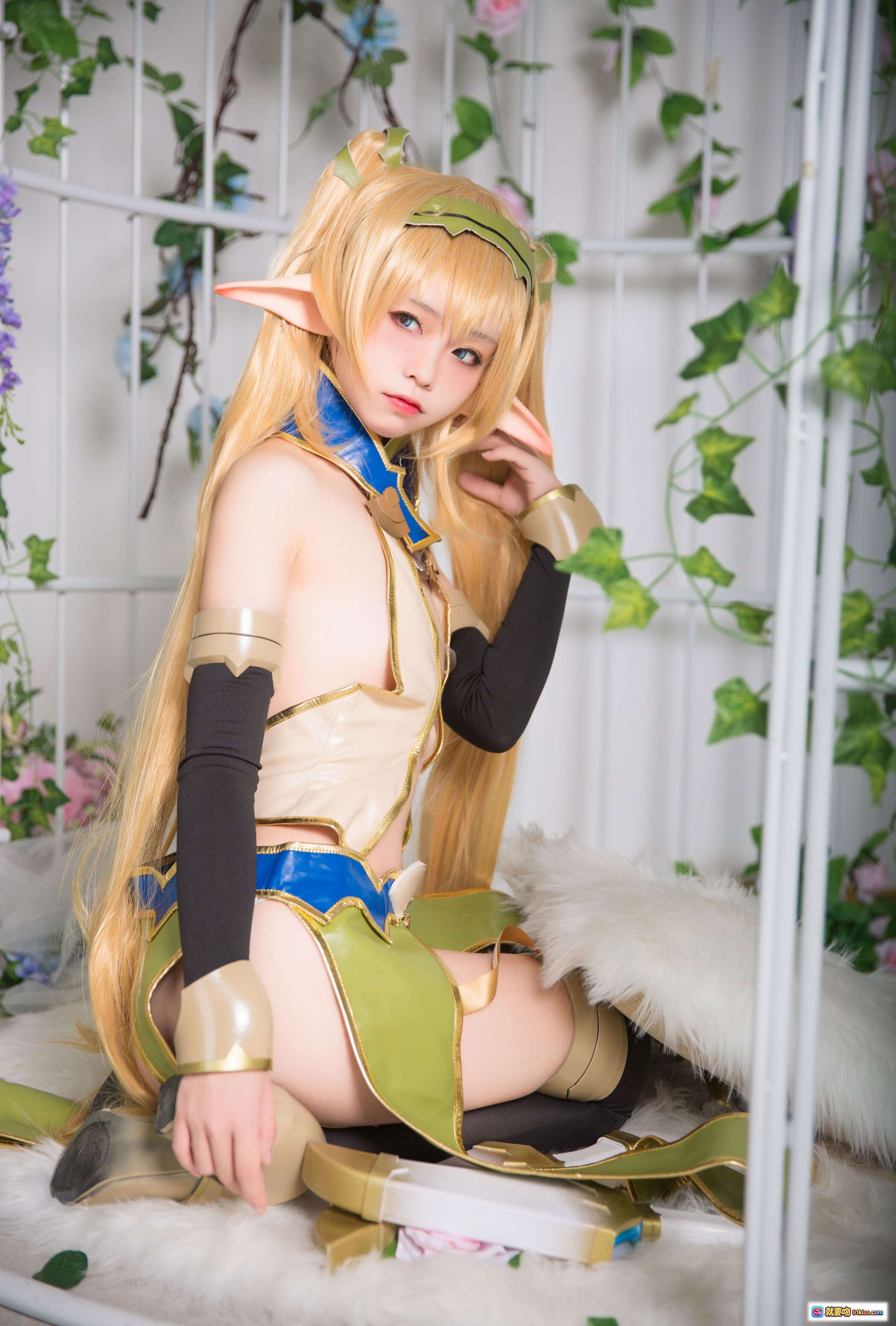 图片[7] - G44不会受伤NO.025精灵村cosplay写真-金发精灵耳少女白笼中躺卧黑丝高跟美腿诱惑 - 就要吻