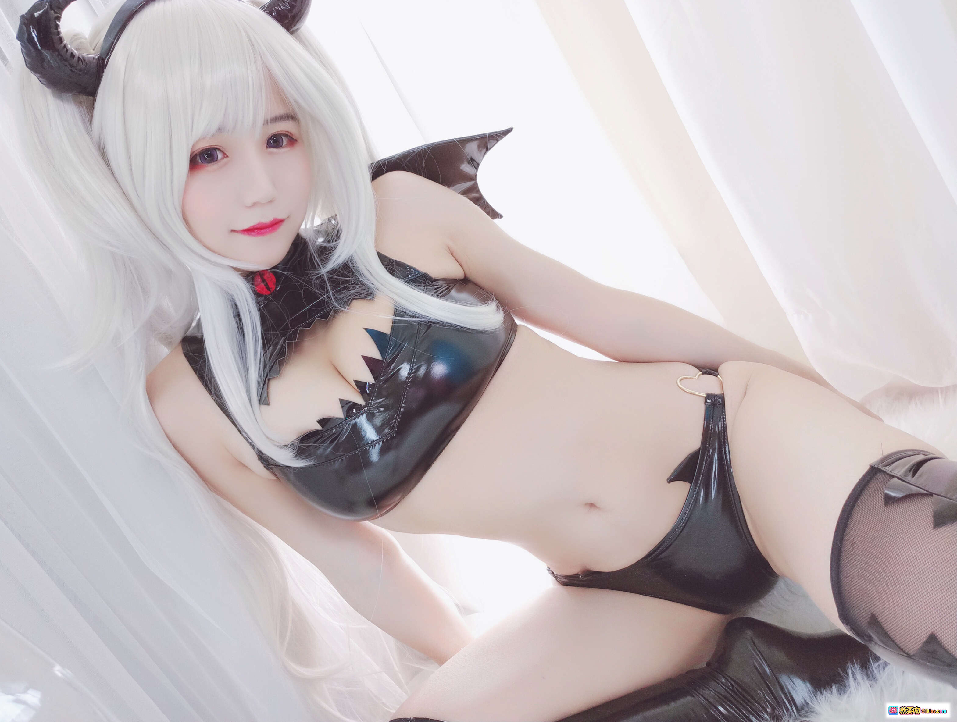 图片[5] - 小仓千代魅魔cosplay写真 | 白发恶魔角黑丝长靴性感造型 | NO.006高清24P图集 - 就要吻