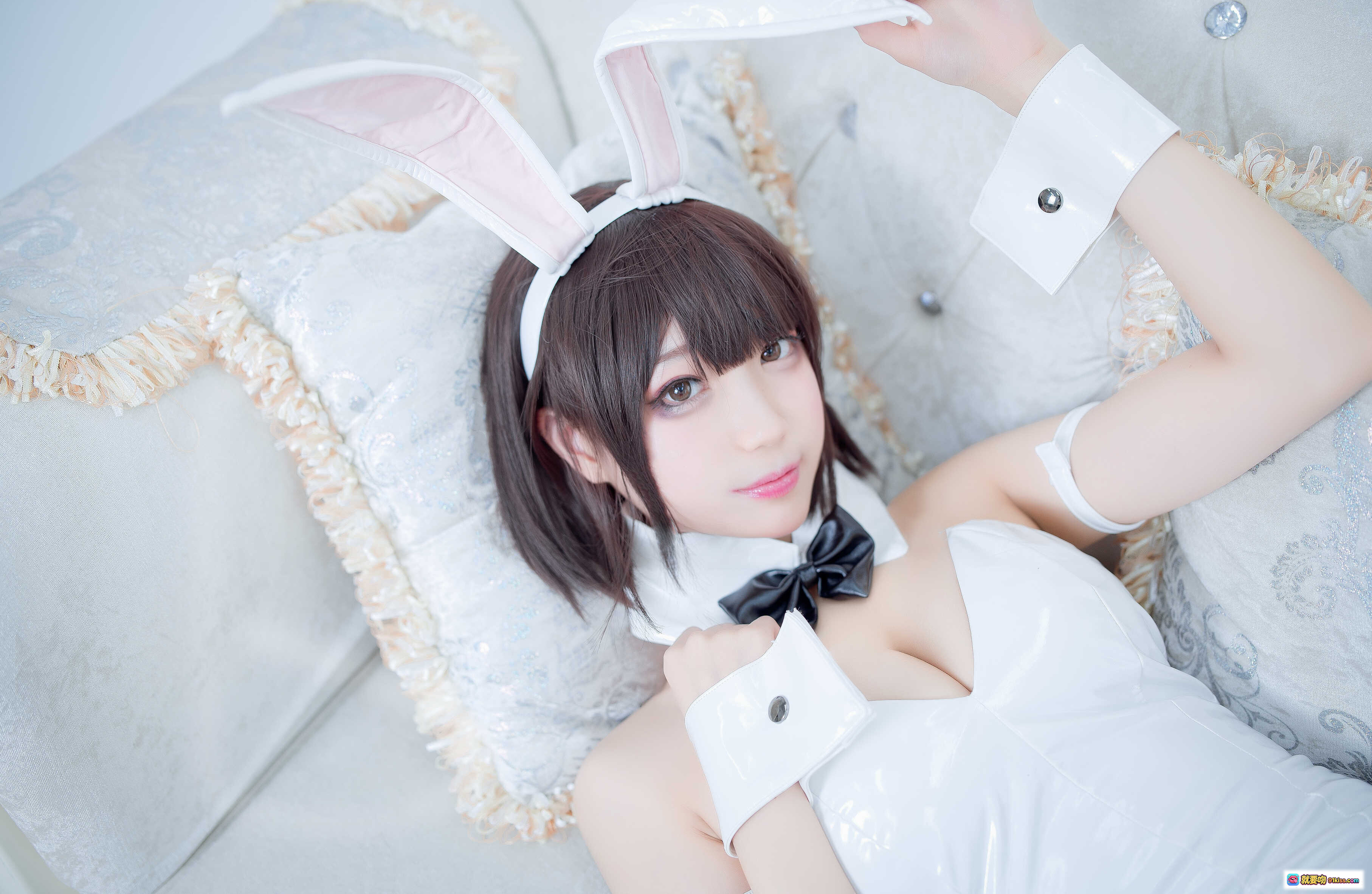 图片[7] - 周叽可爱兔兔NO.023加藤惠兔女郎写真 32P高清美图 白色兔耳制服+渔网袜性感萌系COSPLAY - 就要吻