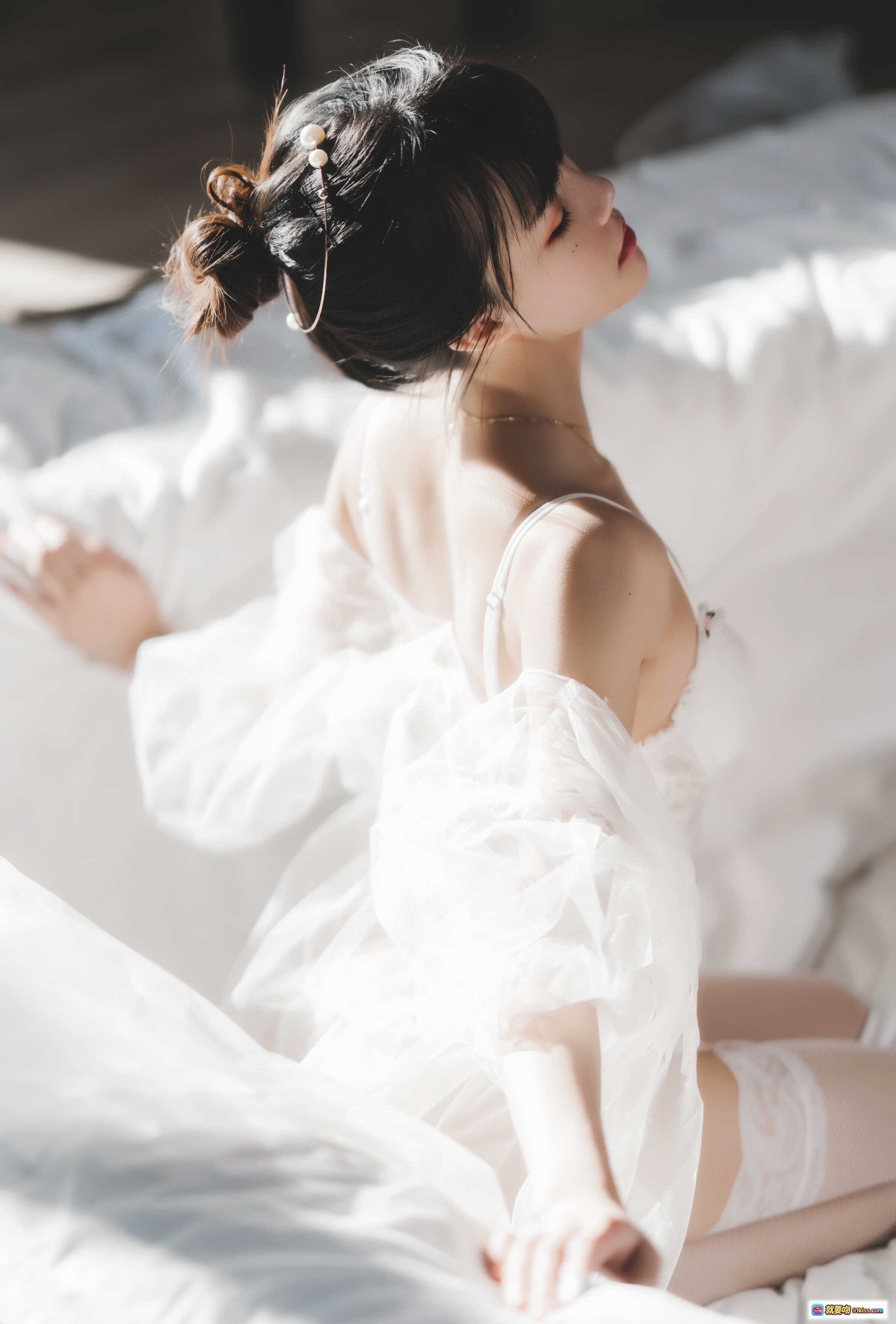 图片[7] - 桜桃喵095白纱糖写真集｜蕾丝内衣+渔网袜+柔光床照｜甜美性感私房摄影69P - 就要吻