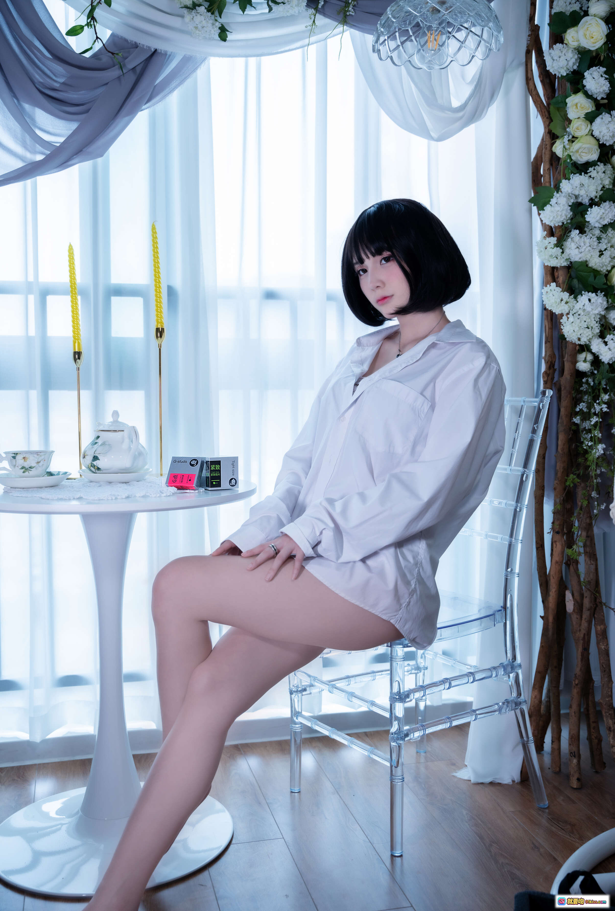 图片[6] - 仙九Airi NO.010 白衬衫少女卧室写真 11P高清图集 绿毯白床温柔氛围 甜美短发私房照 - 就要吻