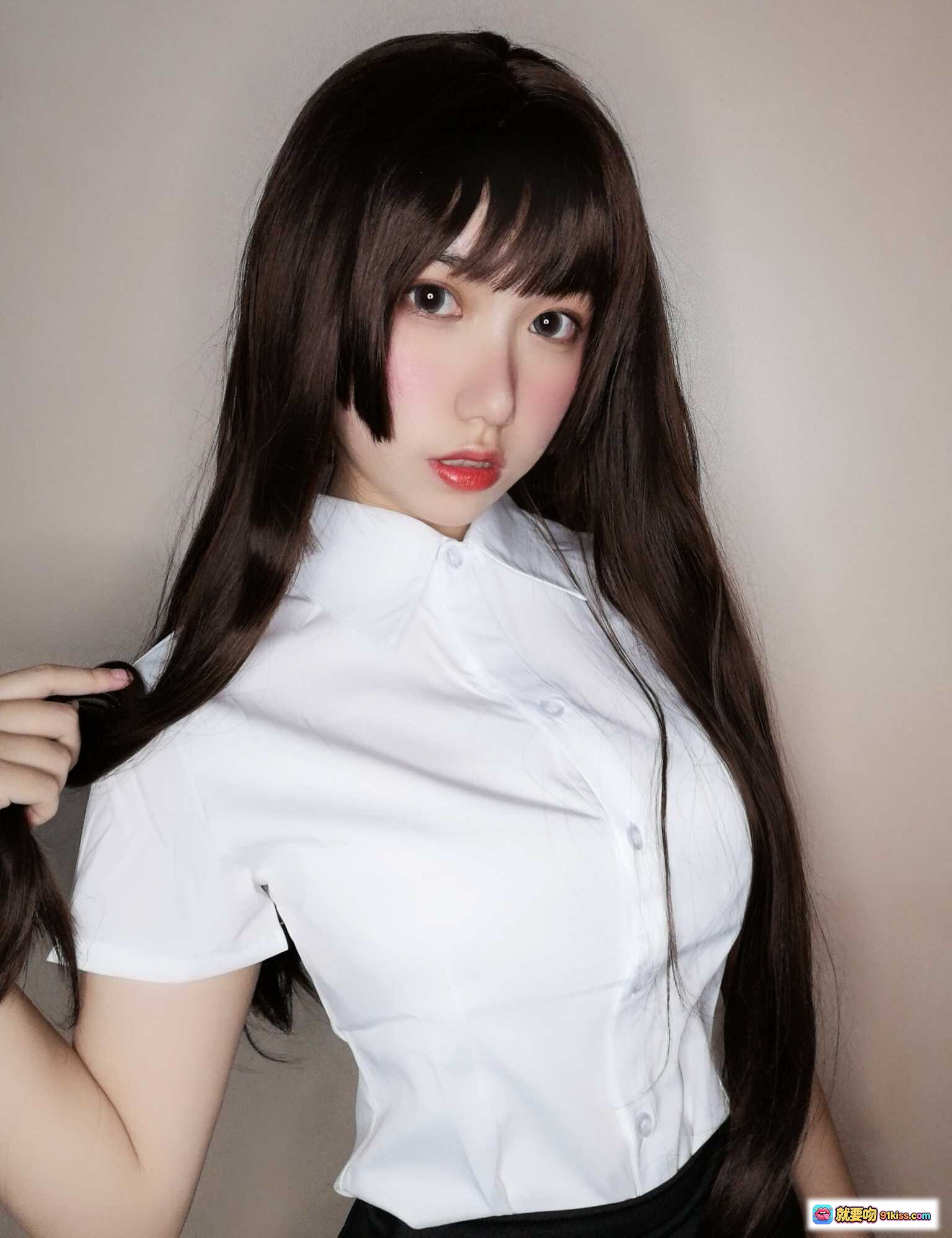 图片[9] - 芋圆侑子NO.012醉酒小秘书写真｜白衬衫黑裙蕾丝内衣美腿私房摄影集 - 就要吻