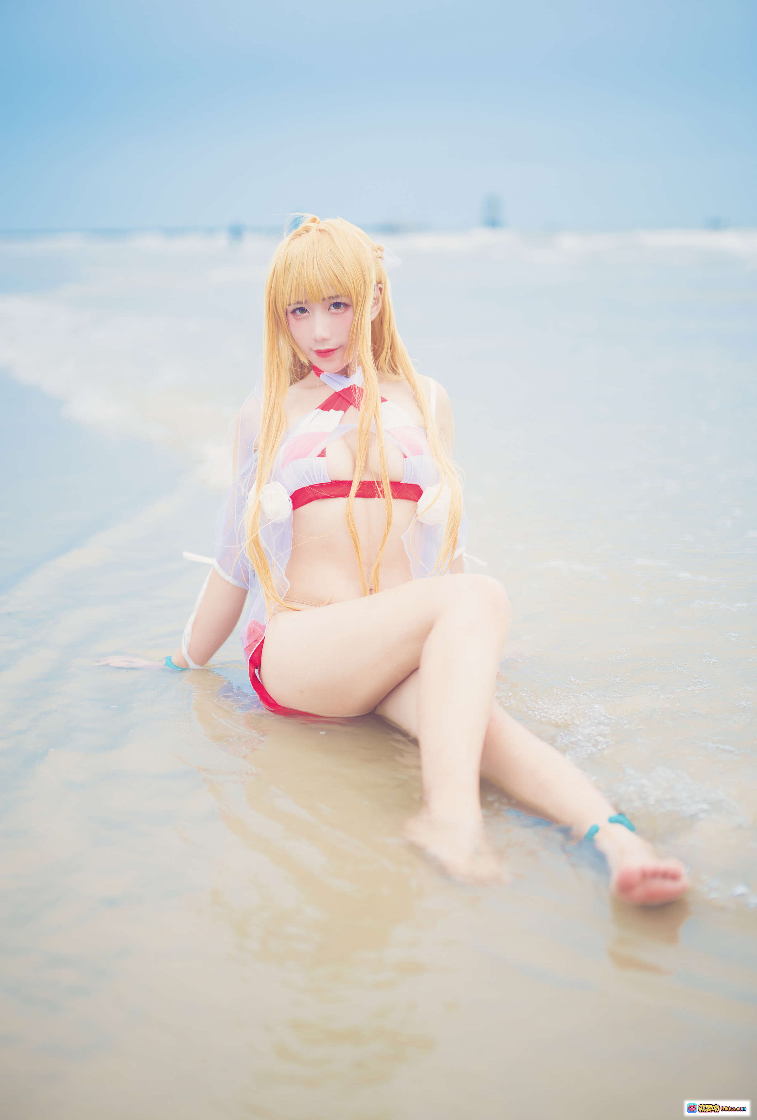 图片[2] - 九曲Jean NO.014 水尼禄Cosplay海滩写真 金发少女蓝紫薄纱裙 赤足戏水唯美氛围 10P高清图集 - 就要吻