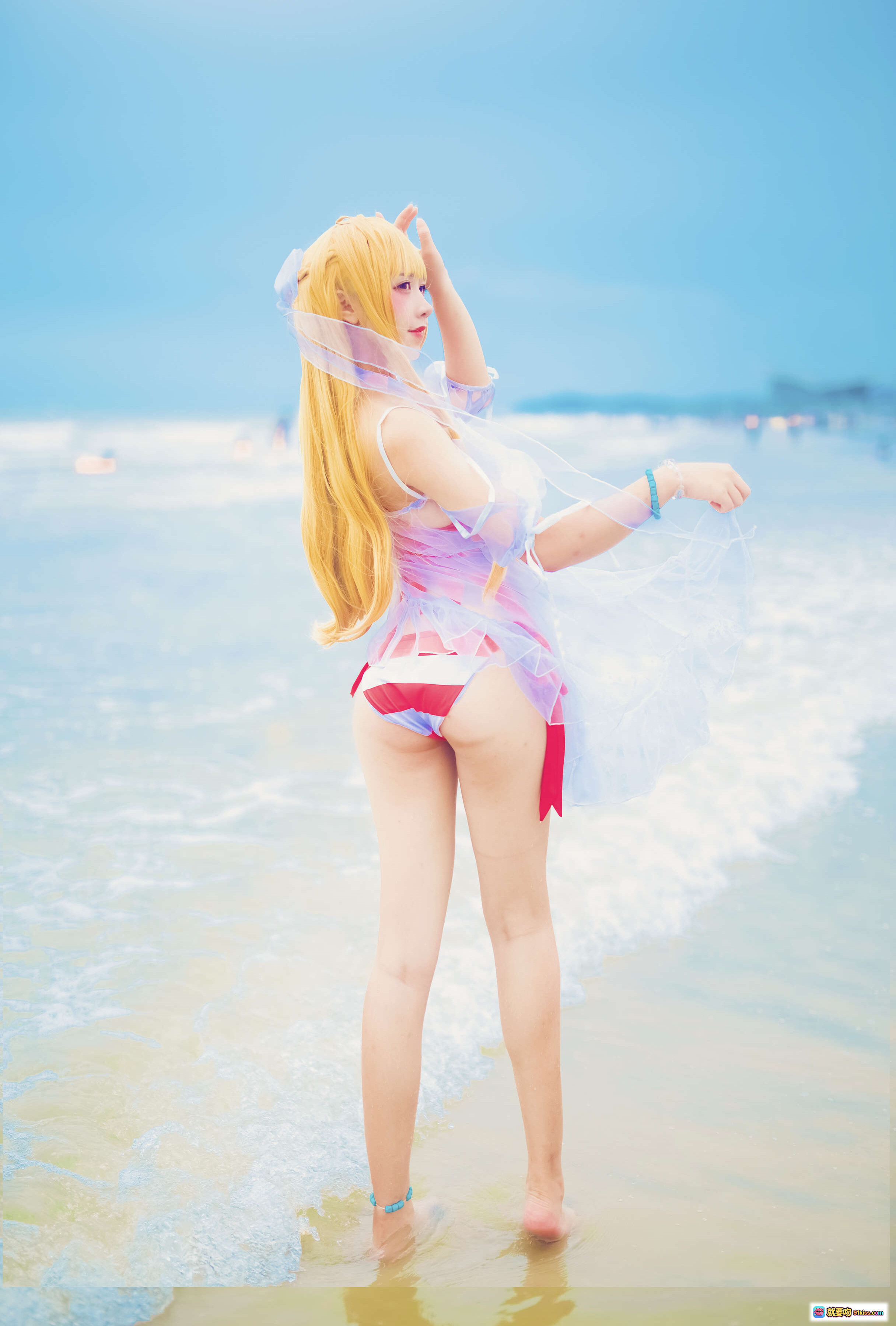图片[7] - 九曲Jean NO.014 水尼禄Cosplay海滩写真 金发少女蓝紫薄纱裙 赤足戏水唯美氛围 10P高清图集 - 就要吻
