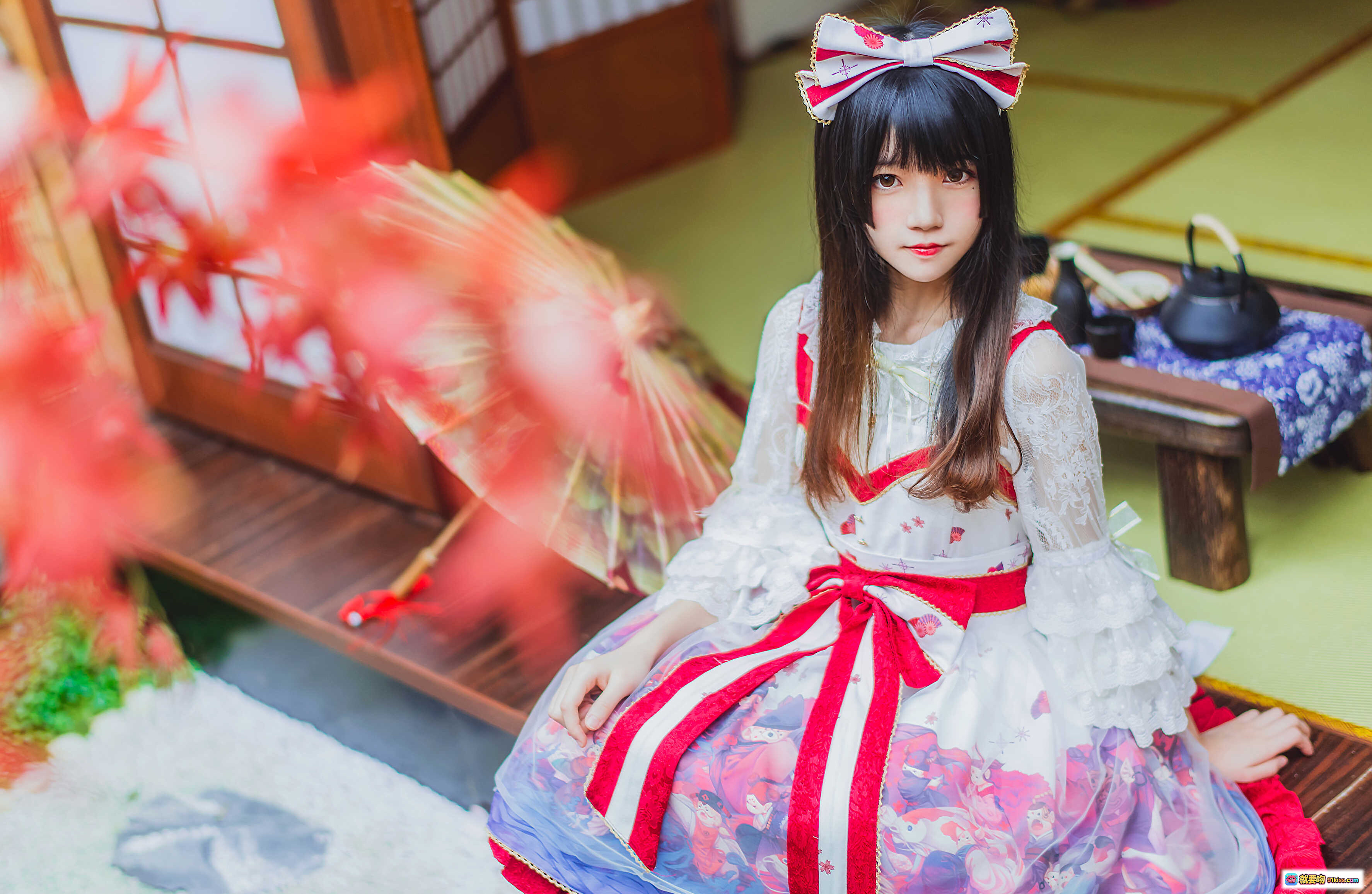 图片[8] - 桜桃喵017和风Lolita写真｜日系少女头饰伞影柔光22P高清图集 - 就要吻