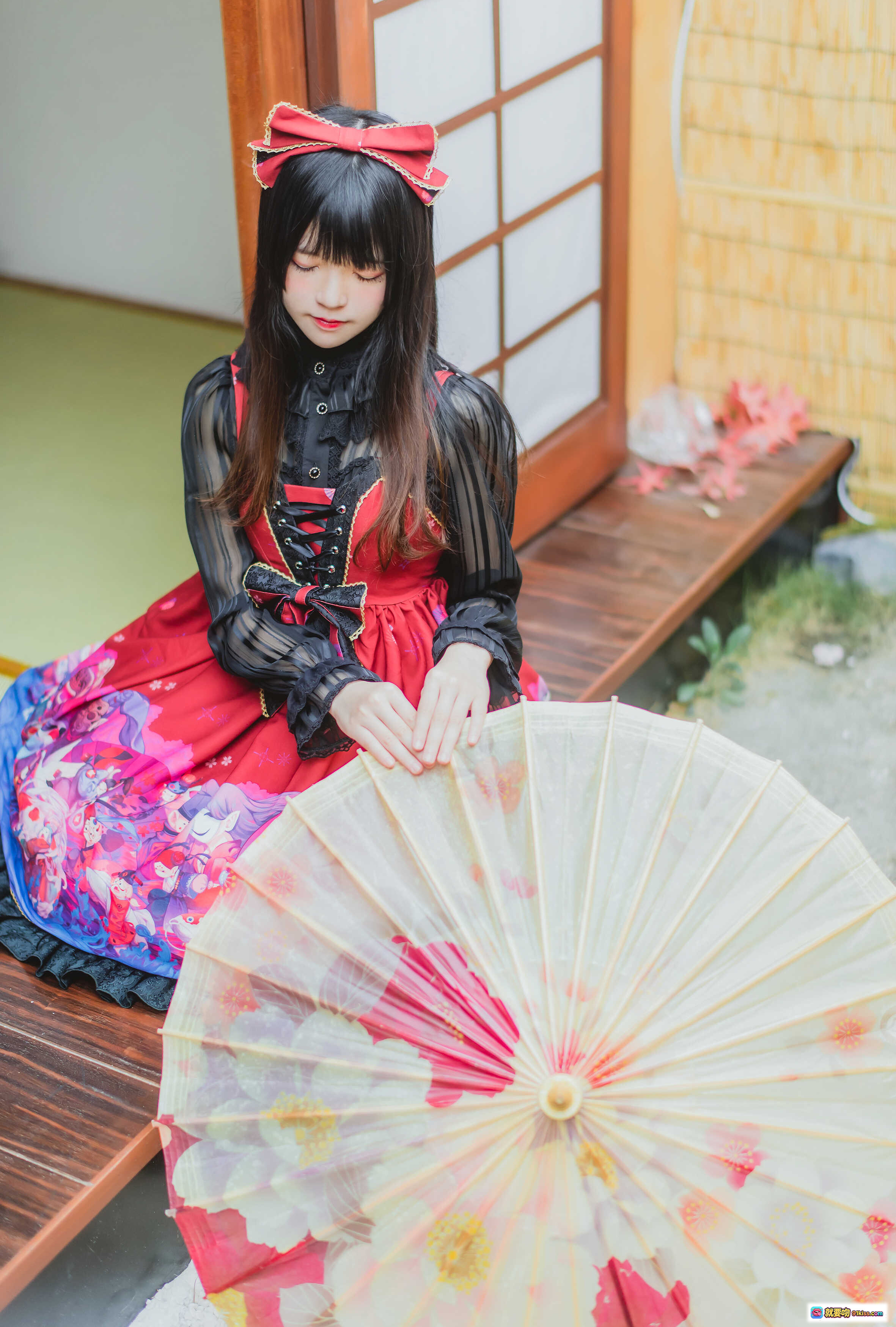 图片[10] - 桜桃喵017和风Lolita写真｜日系少女头饰伞影柔光22P高清图集 - 就要吻