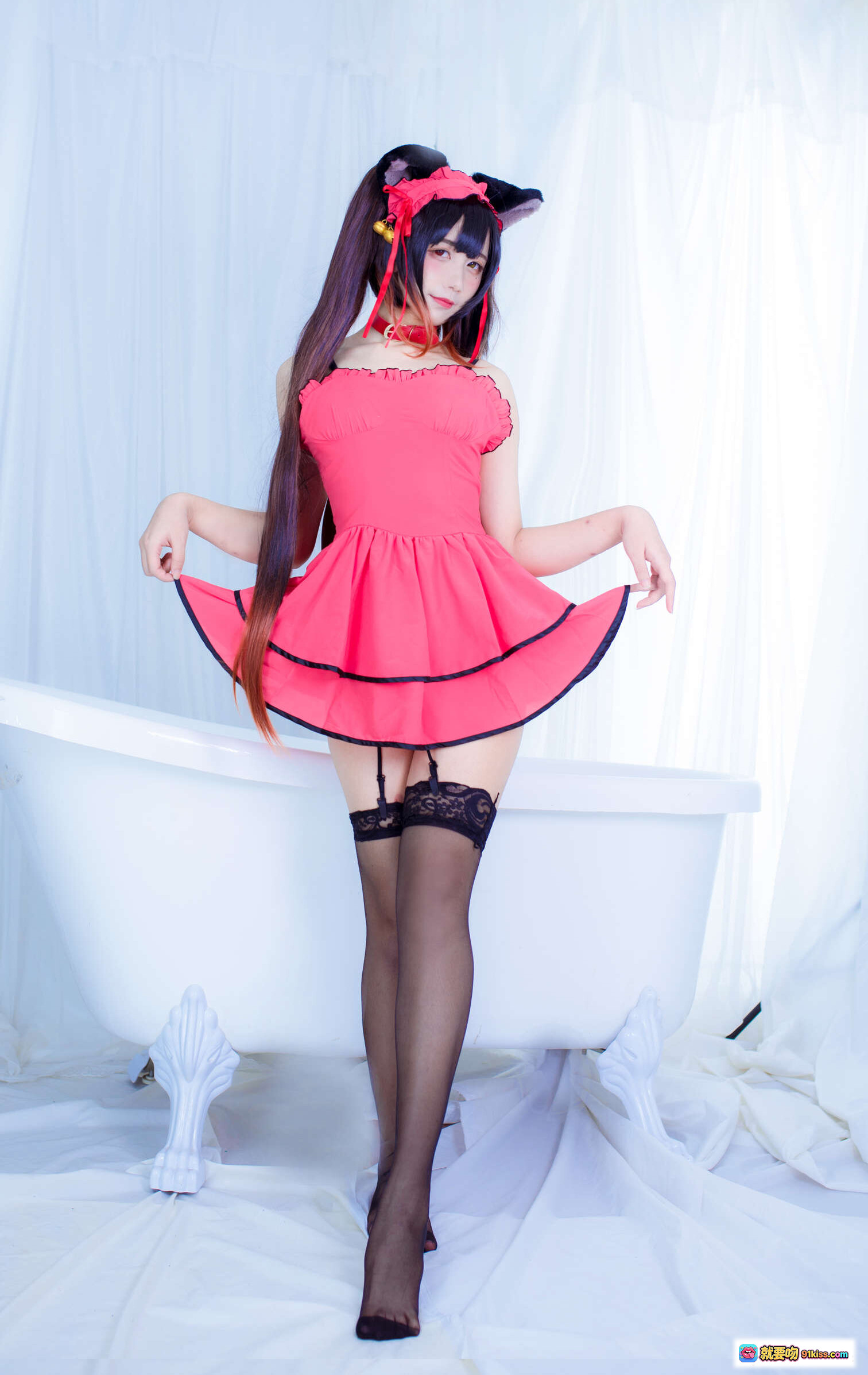 图片[7] - 九曲Jean NO.028 时崎狂三 cosplay写真 40P 468MB 红黑蕾丝吊带袜 暗调氛围感 椅上坐姿 美腿特写 - 就要吻