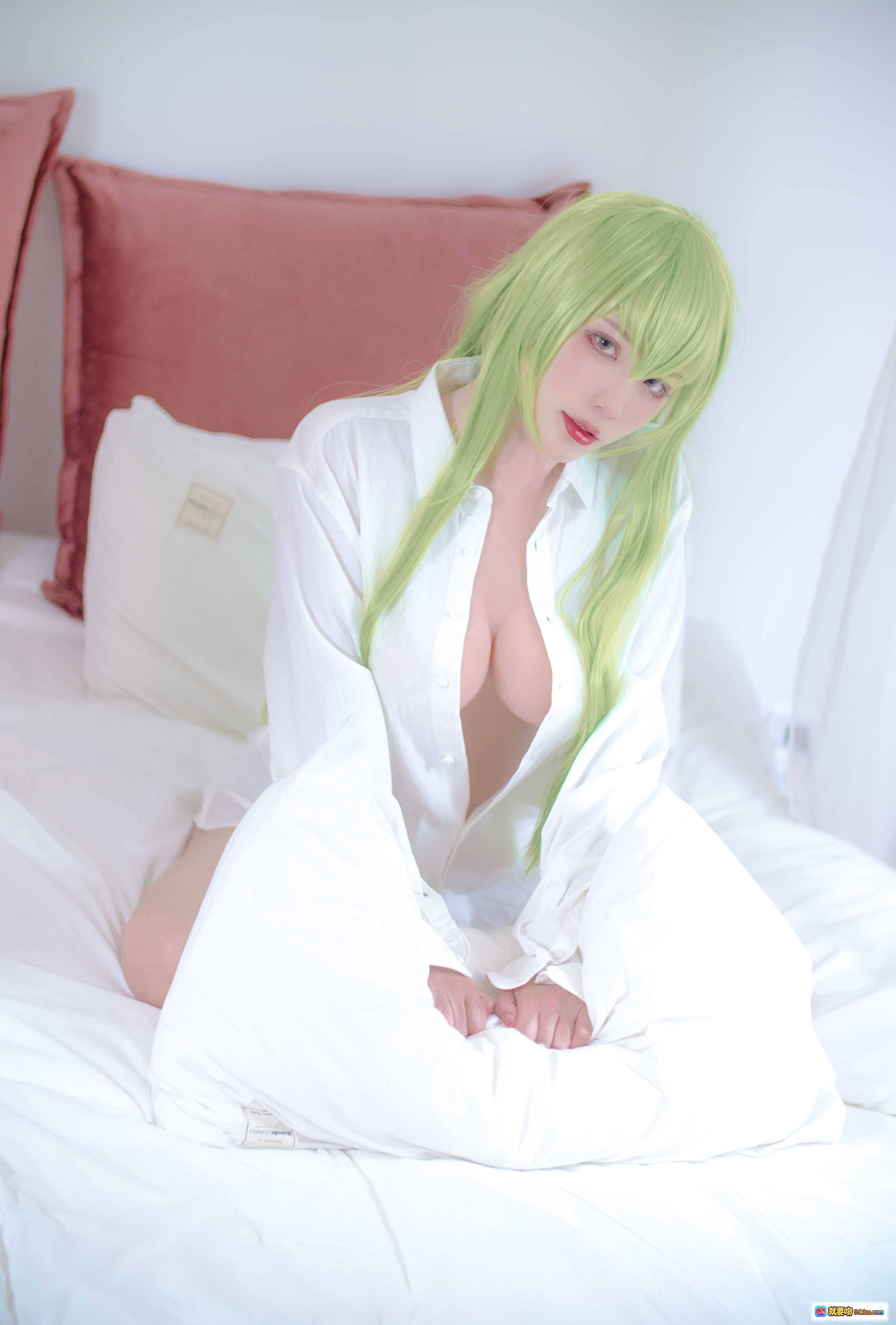 图片[8] - 起司块wii NO.009 白衬衫绿发cos写真 15P高清美图 甜美性感私房风 - 就要吻