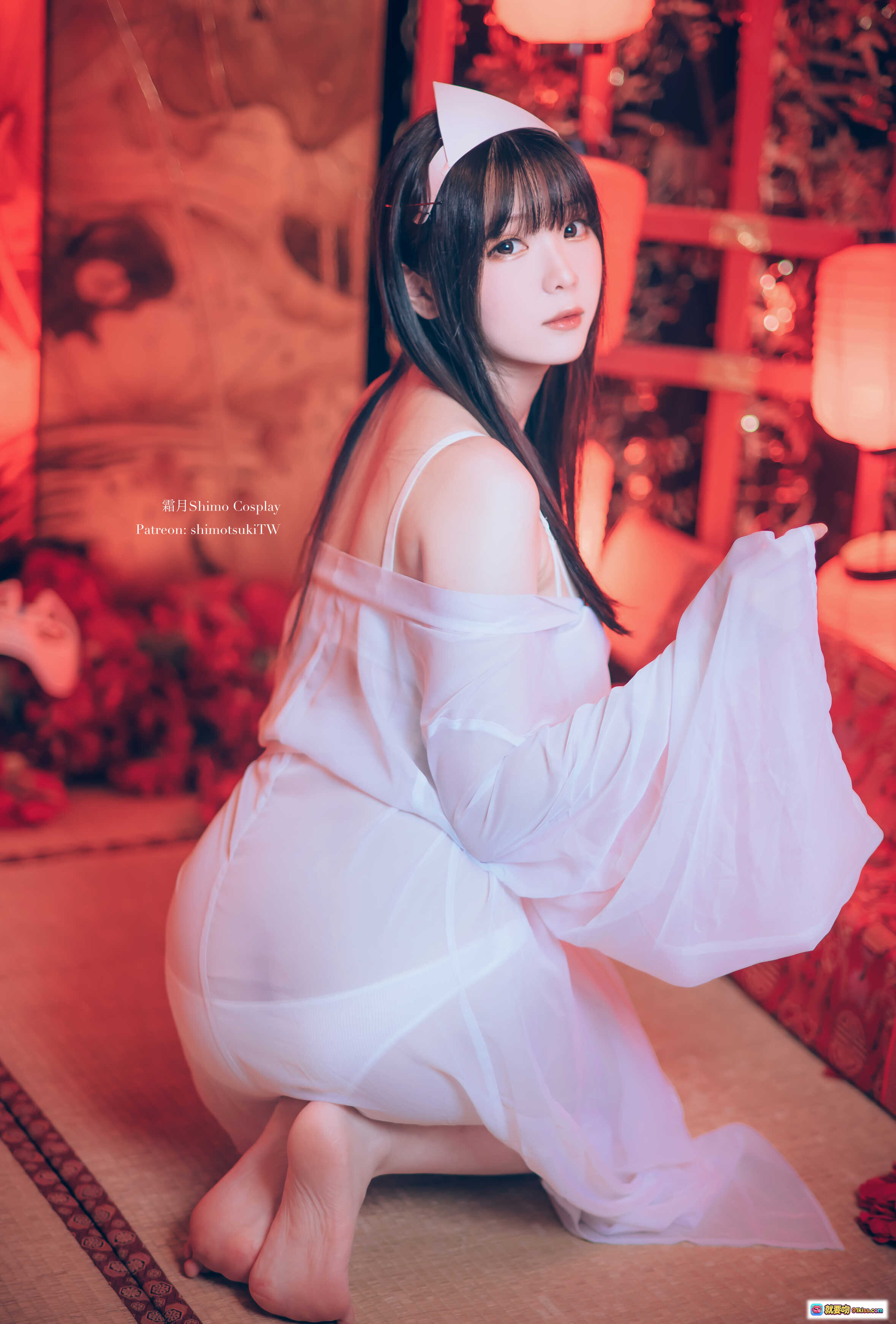 图片[8] - 霜月Shimo Cosplay万圣主题写真NO.005｜白色猫耳浴袍少女｜日系甜美性感风｜19P高清图集 - 就要吻