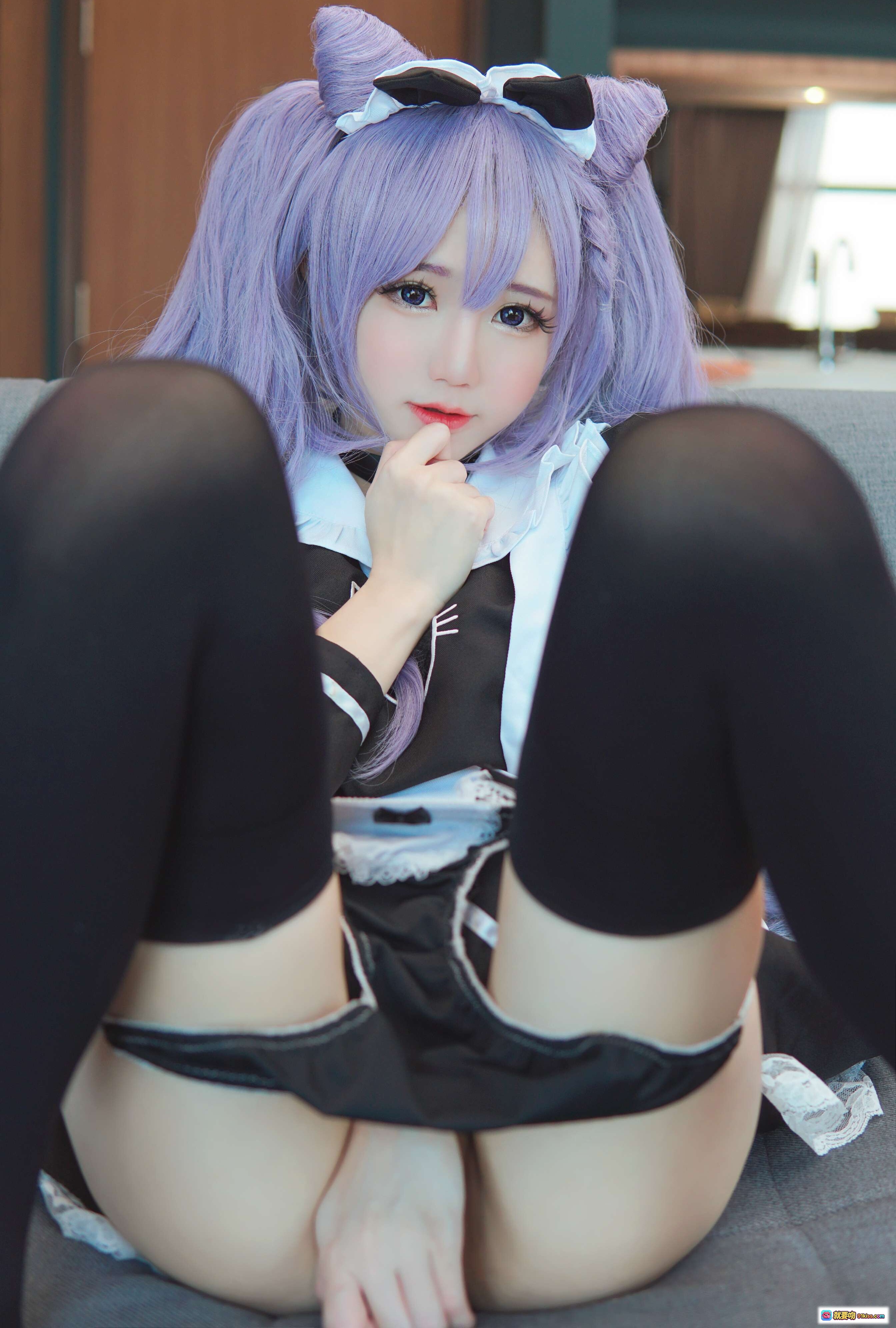 图片[1] - Sally Dorasnow NO.005 刻晴女仆装Cosplay 紫发猫耳黑丝美腿 52P高清写真集 - 就要吻
