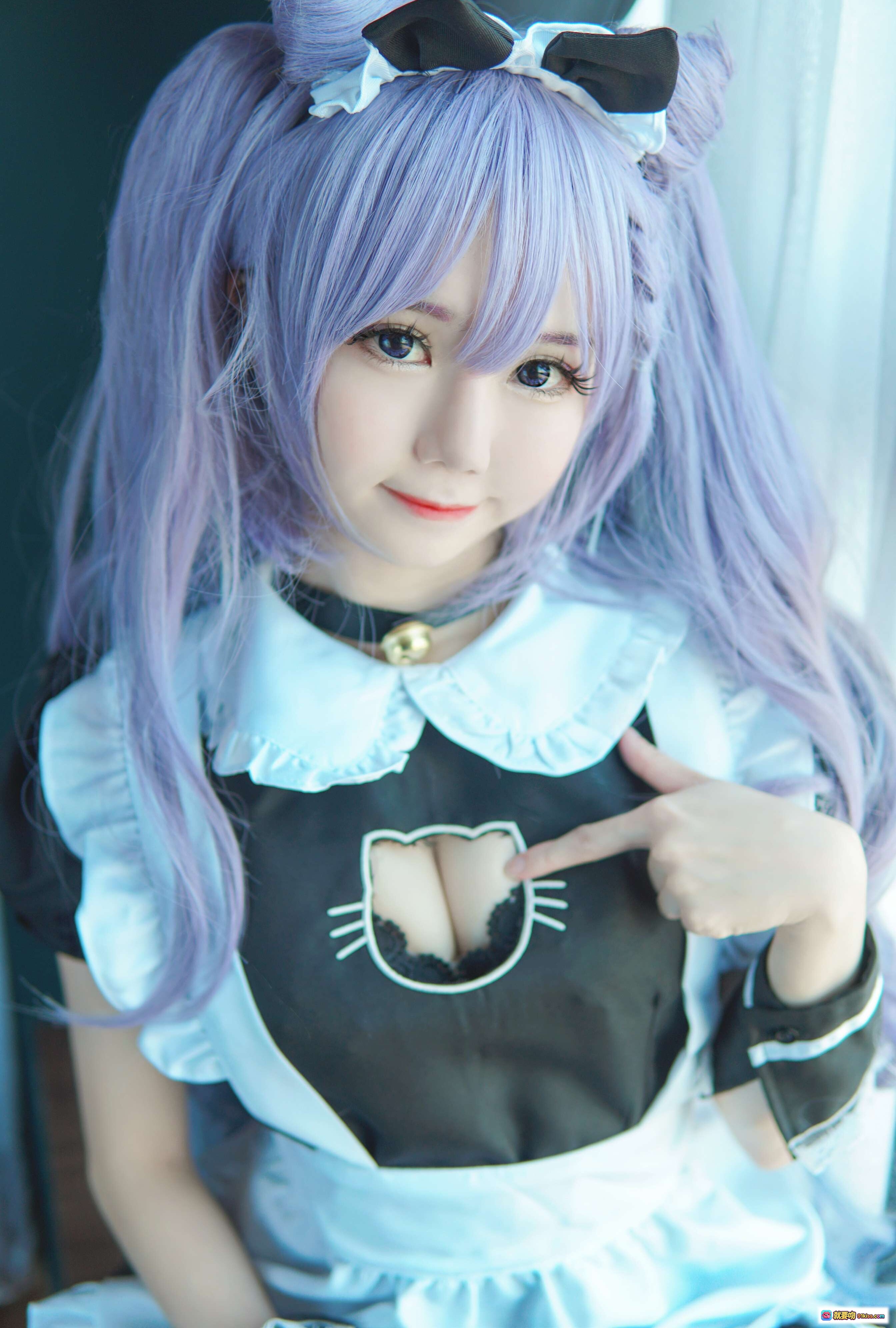 图片[2] - Sally Dorasnow NO.005 刻晴女仆装Cosplay 紫发猫耳黑丝美腿 52P高清写真集 - 就要吻