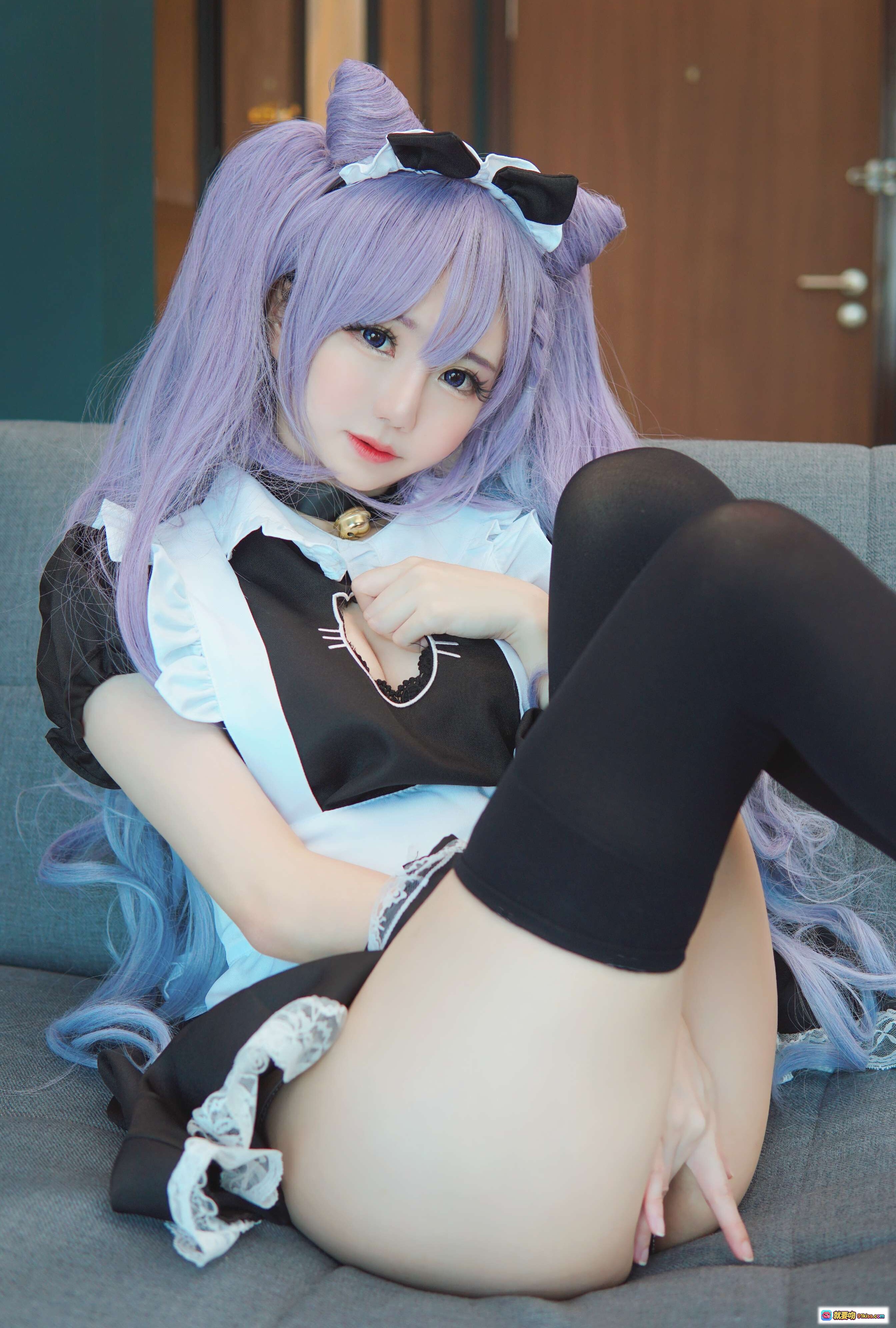 图片[8] - Sally Dorasnow NO.005 刻晴女仆装Cosplay 紫发猫耳黑丝美腿 52P高清写真集 - 就要吻